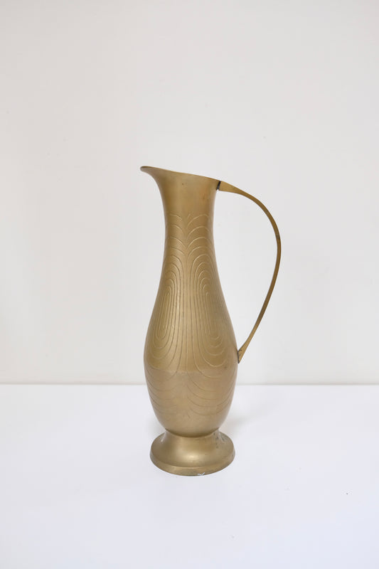 Tall Vintage Brass Pitcher Vase