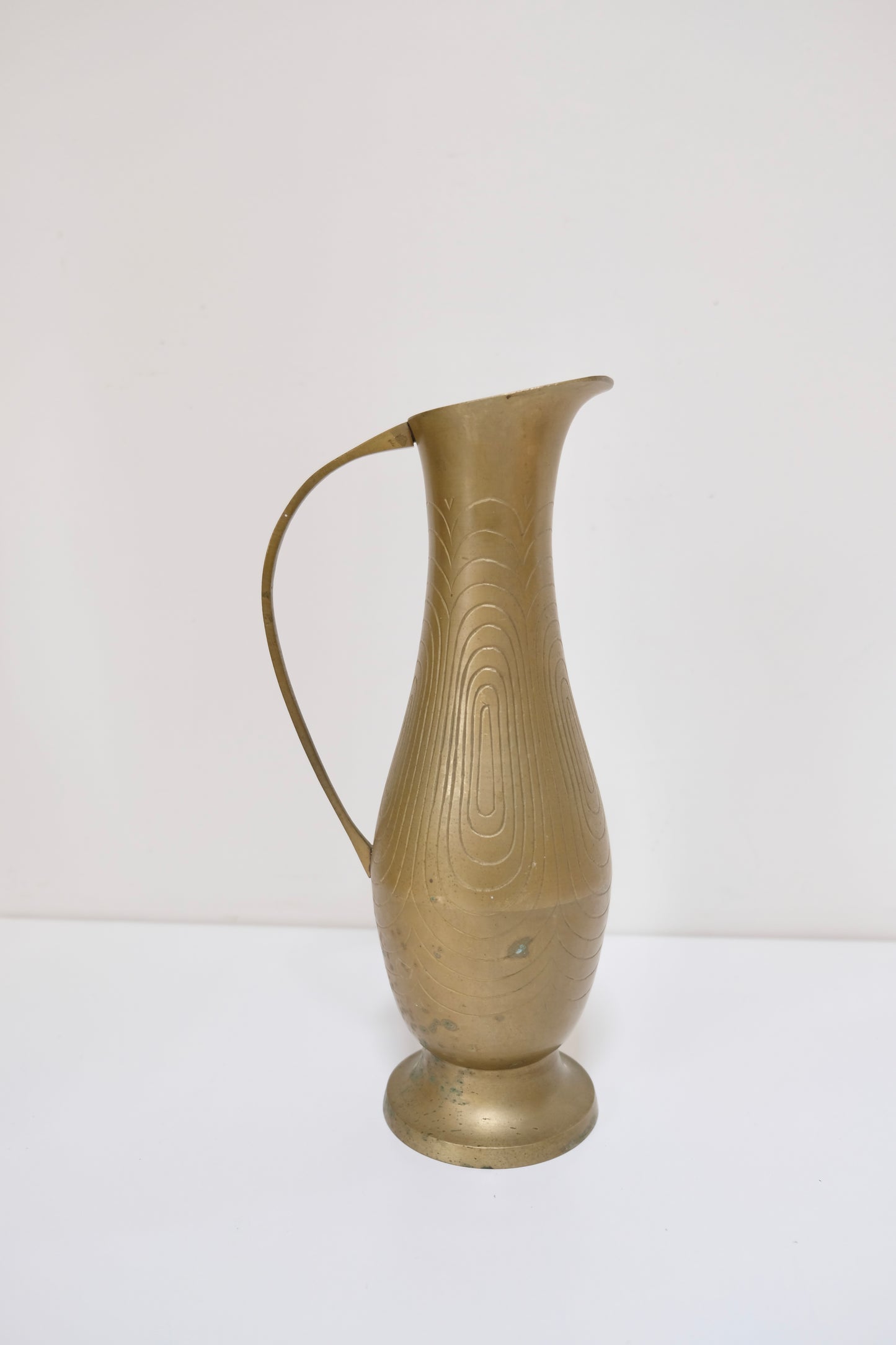 Tall Vintage Brass Pitcher Vase