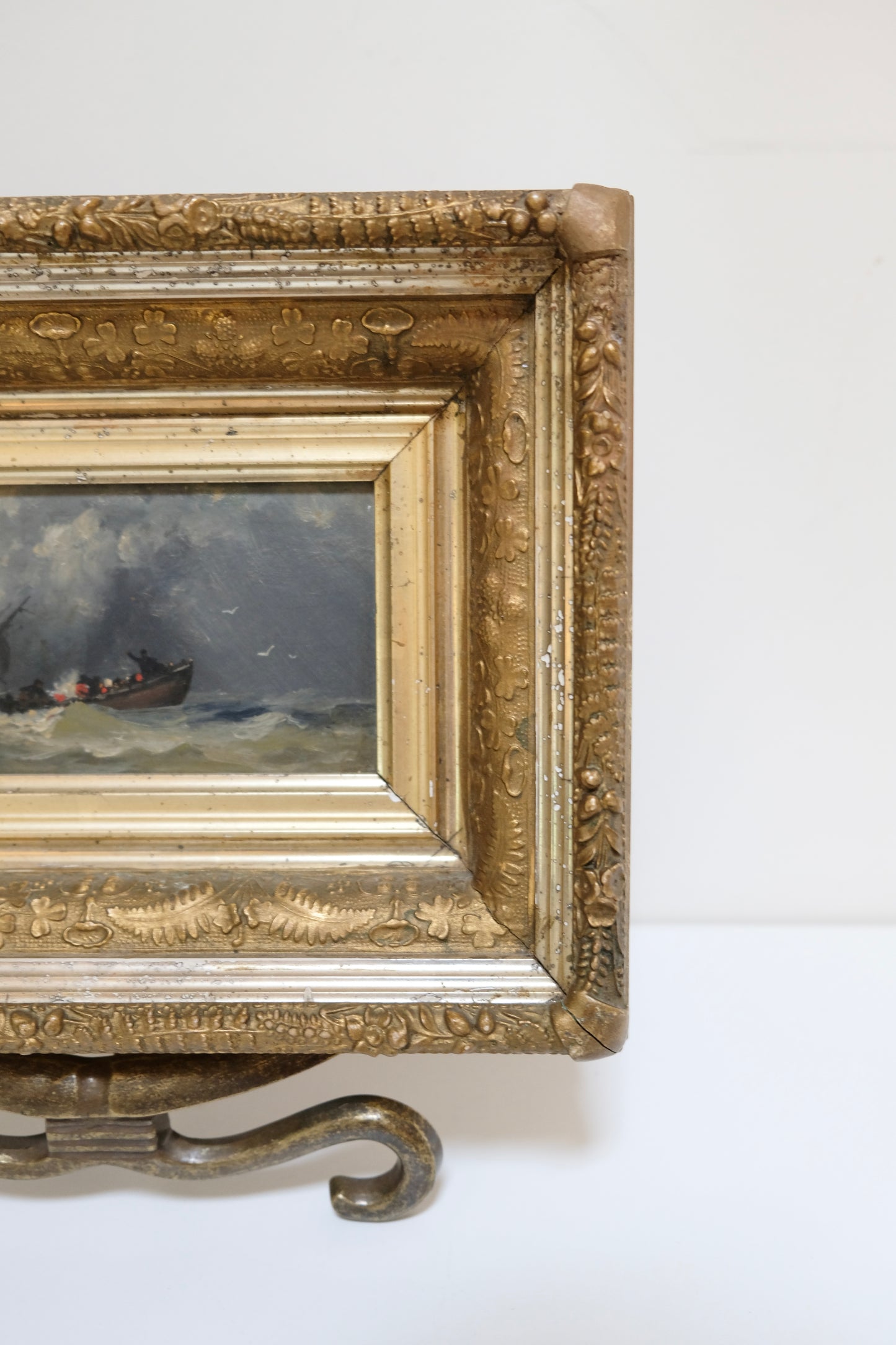 Antique Moody Painting of Shipwreck Scene (Unsigned)