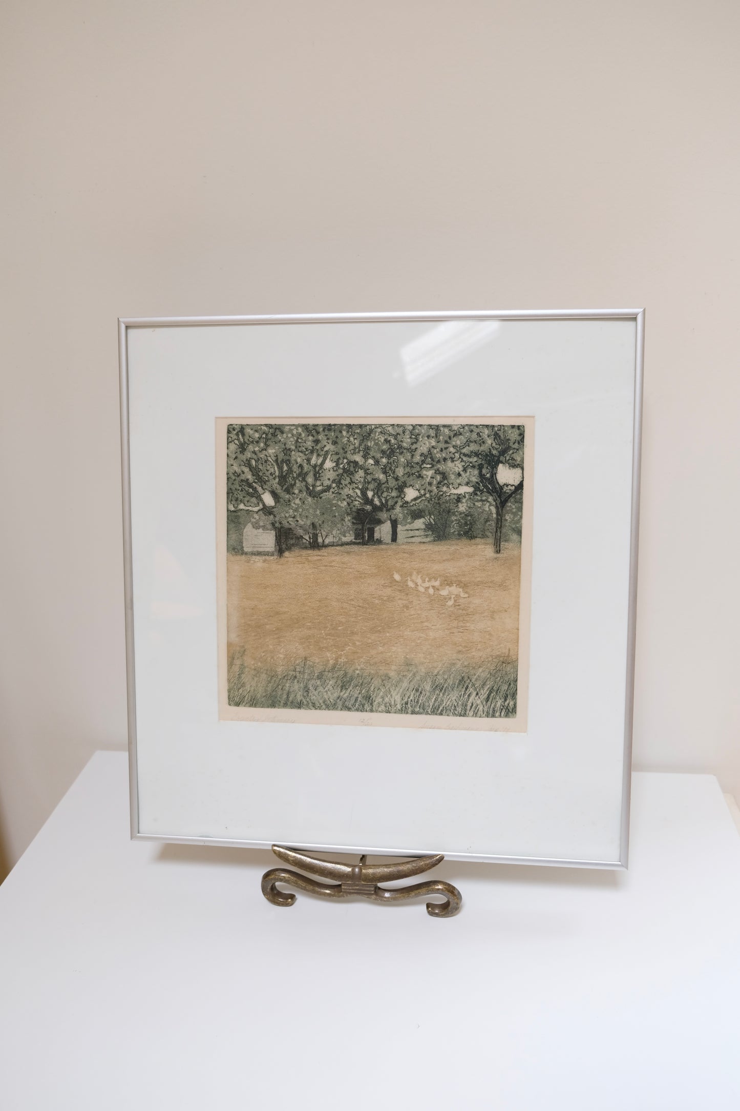 Framed Color Etching Titled “Country Intimacy" by Susan Baehmann