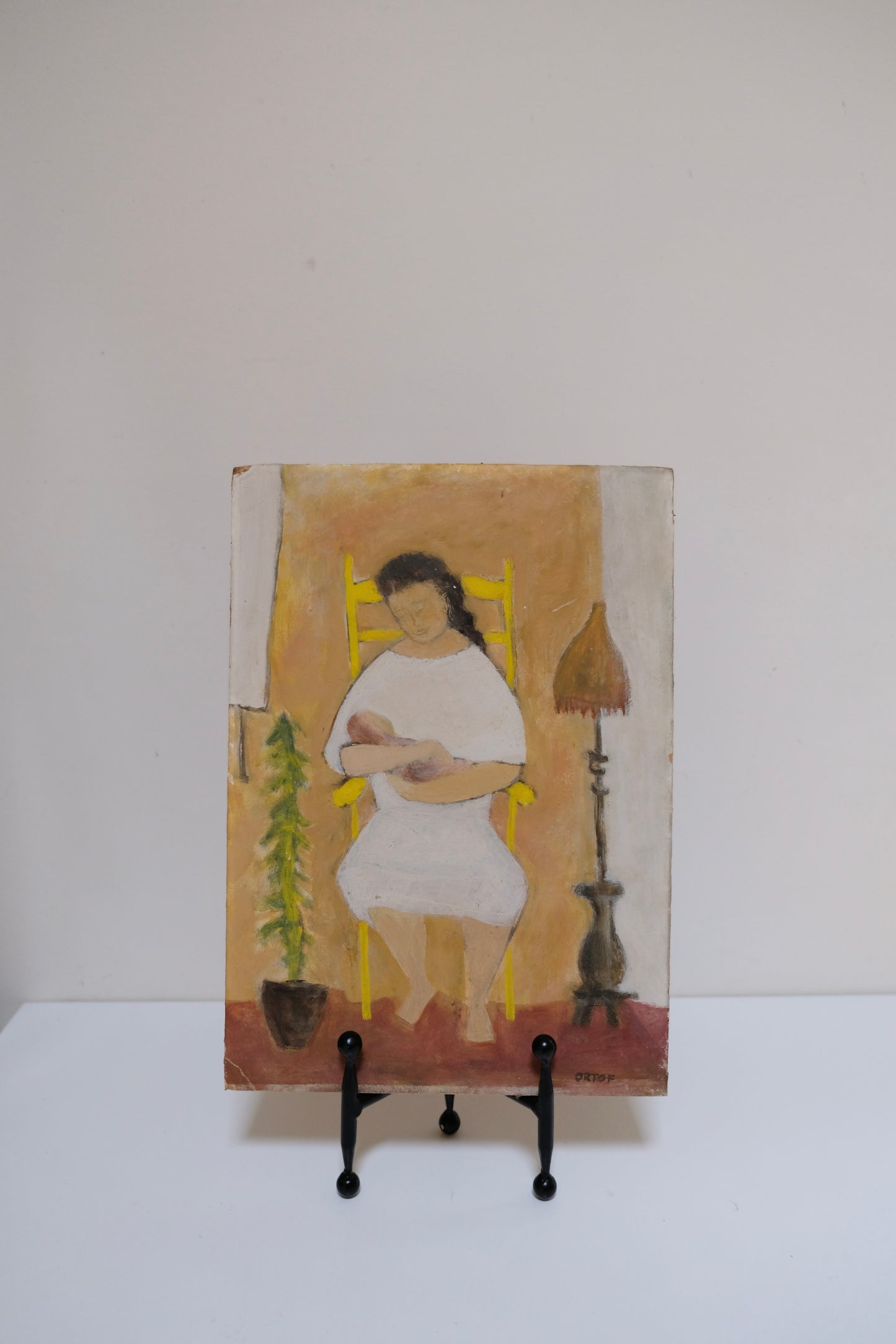 Signed Vintage Painting of a Woman and Baby