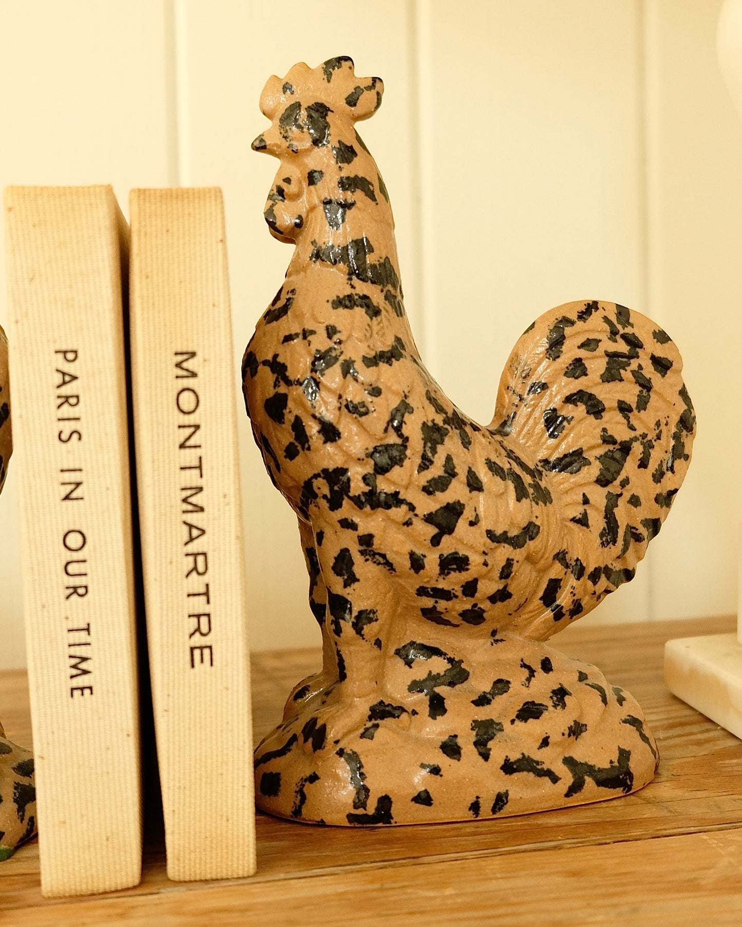 Pair of Vintage Spotted Glazed Roosters