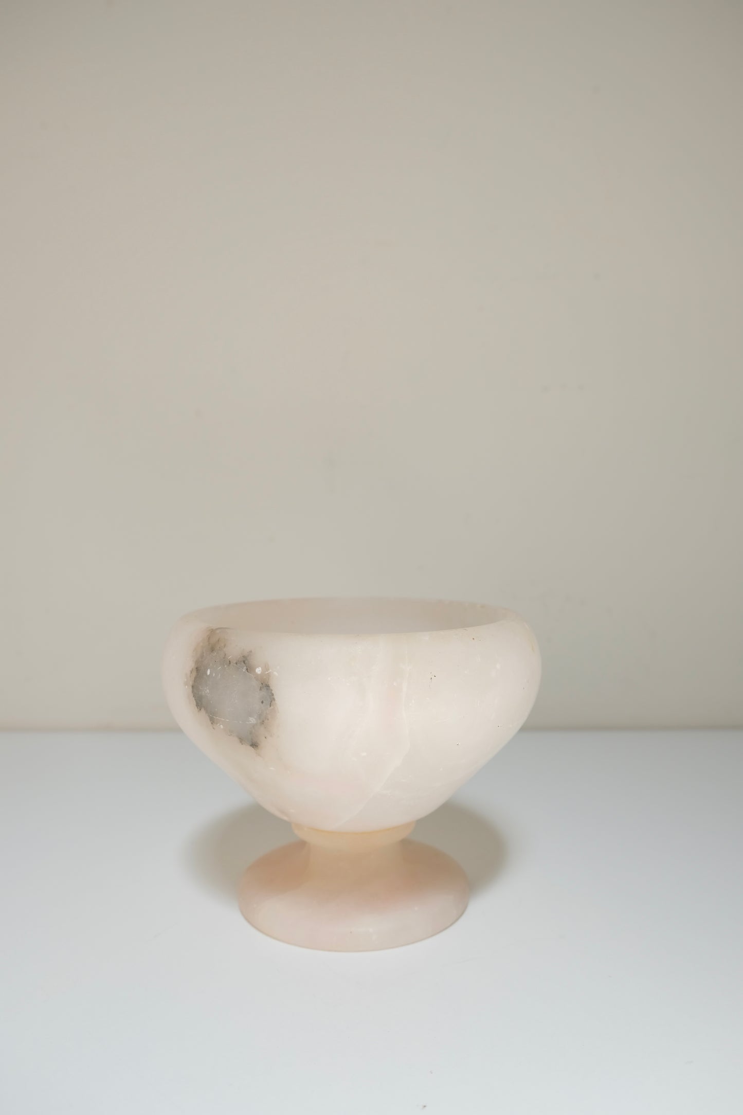 Stunning Vintage Pink Alabaster Pedestal Dishes