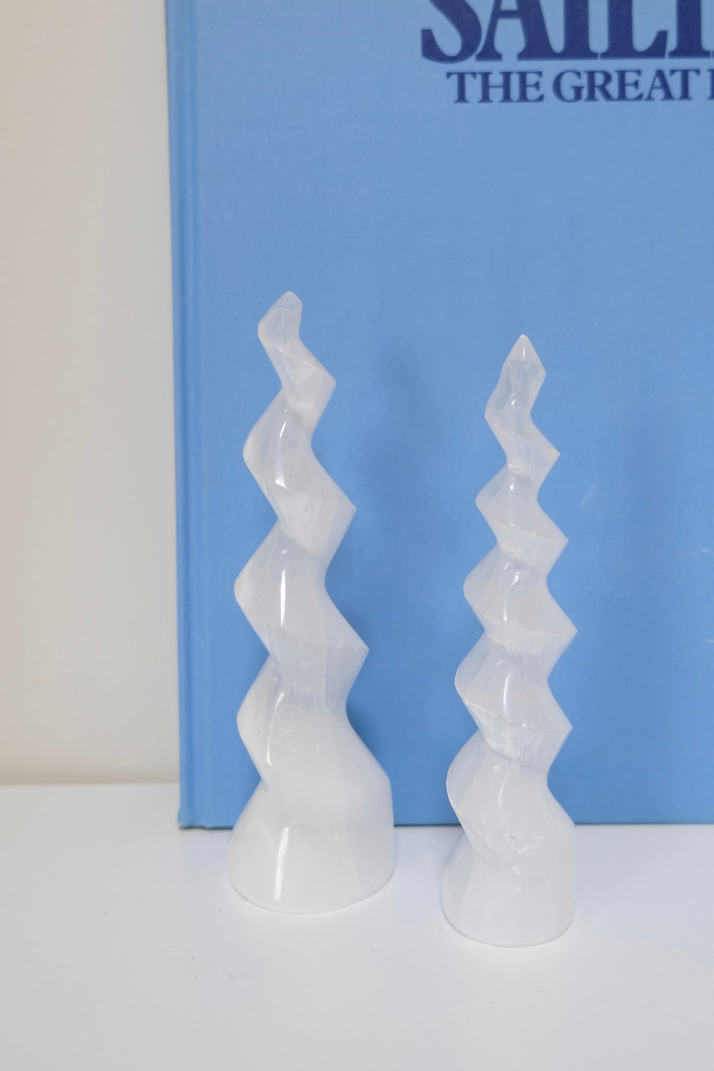 Pair Natural Selenite Twists