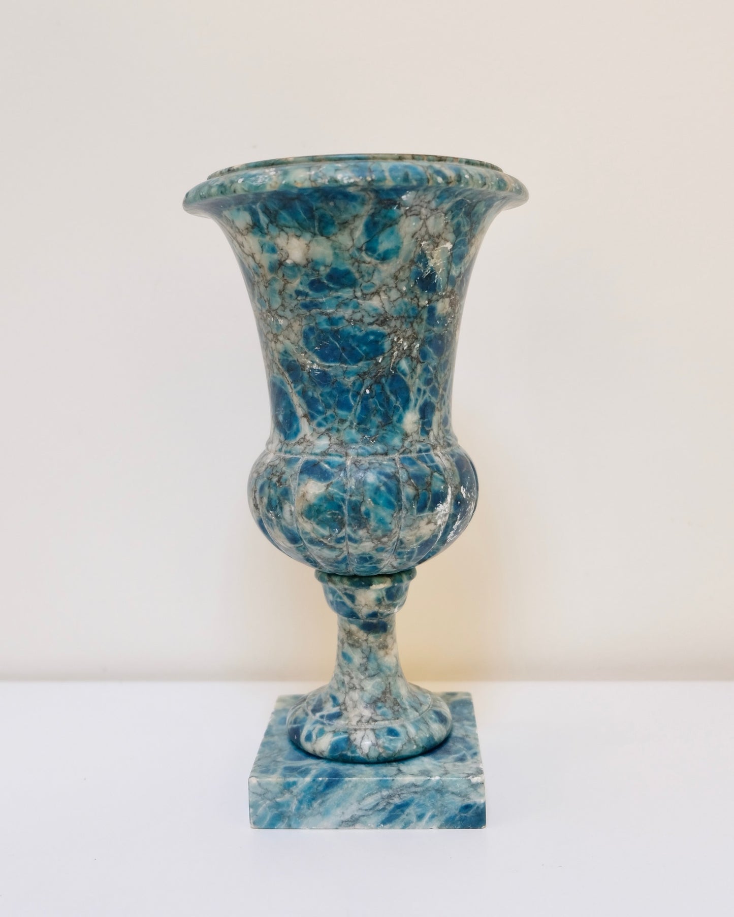 Stunning Rare Blue and White Alabaster Urn
