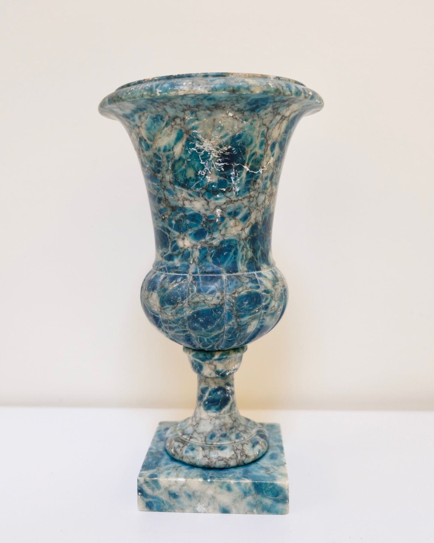 Stunning Rare Blue and White Alabaster Urn