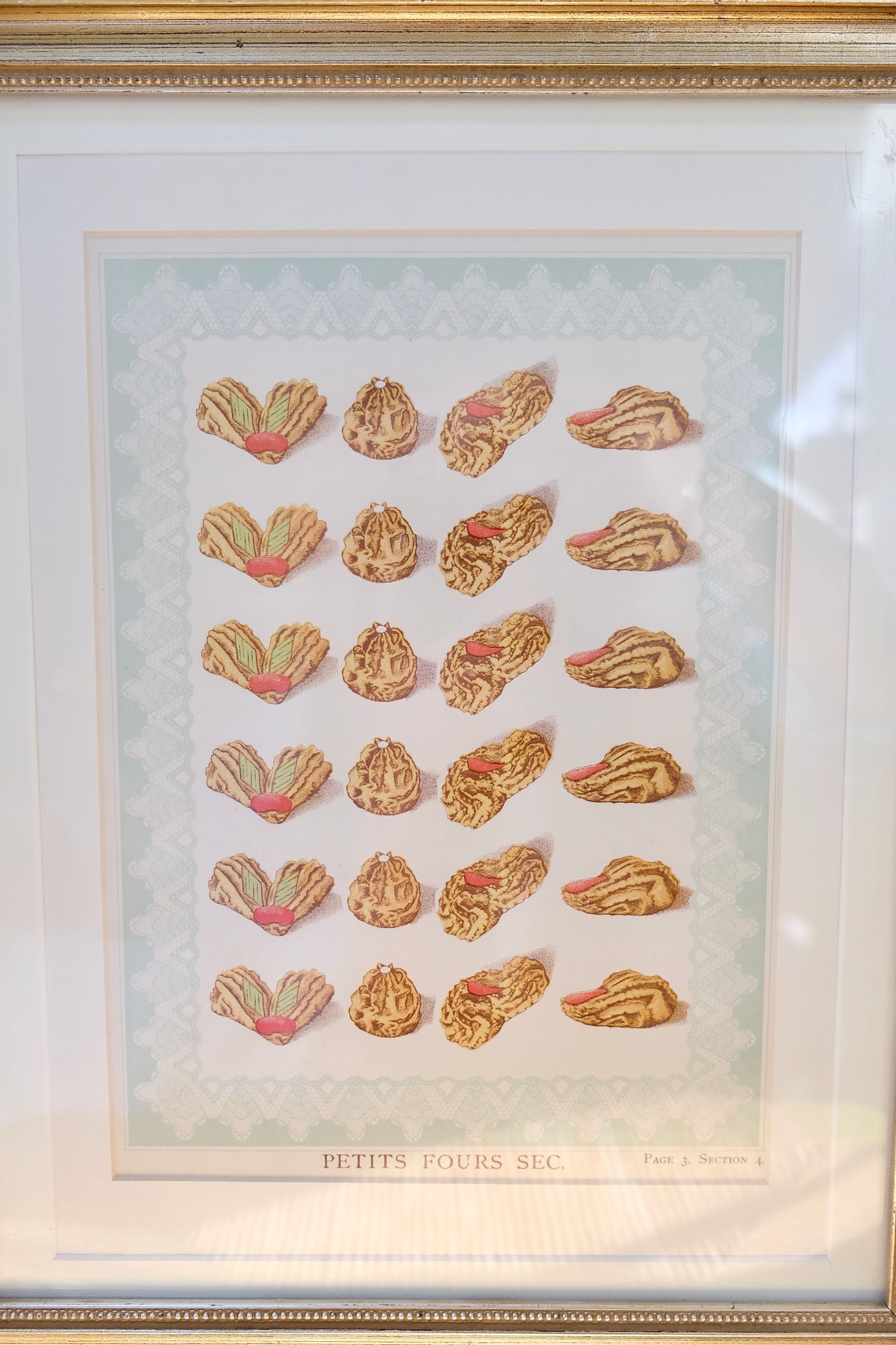 Antique Lithograph of Petits Fours Cakes