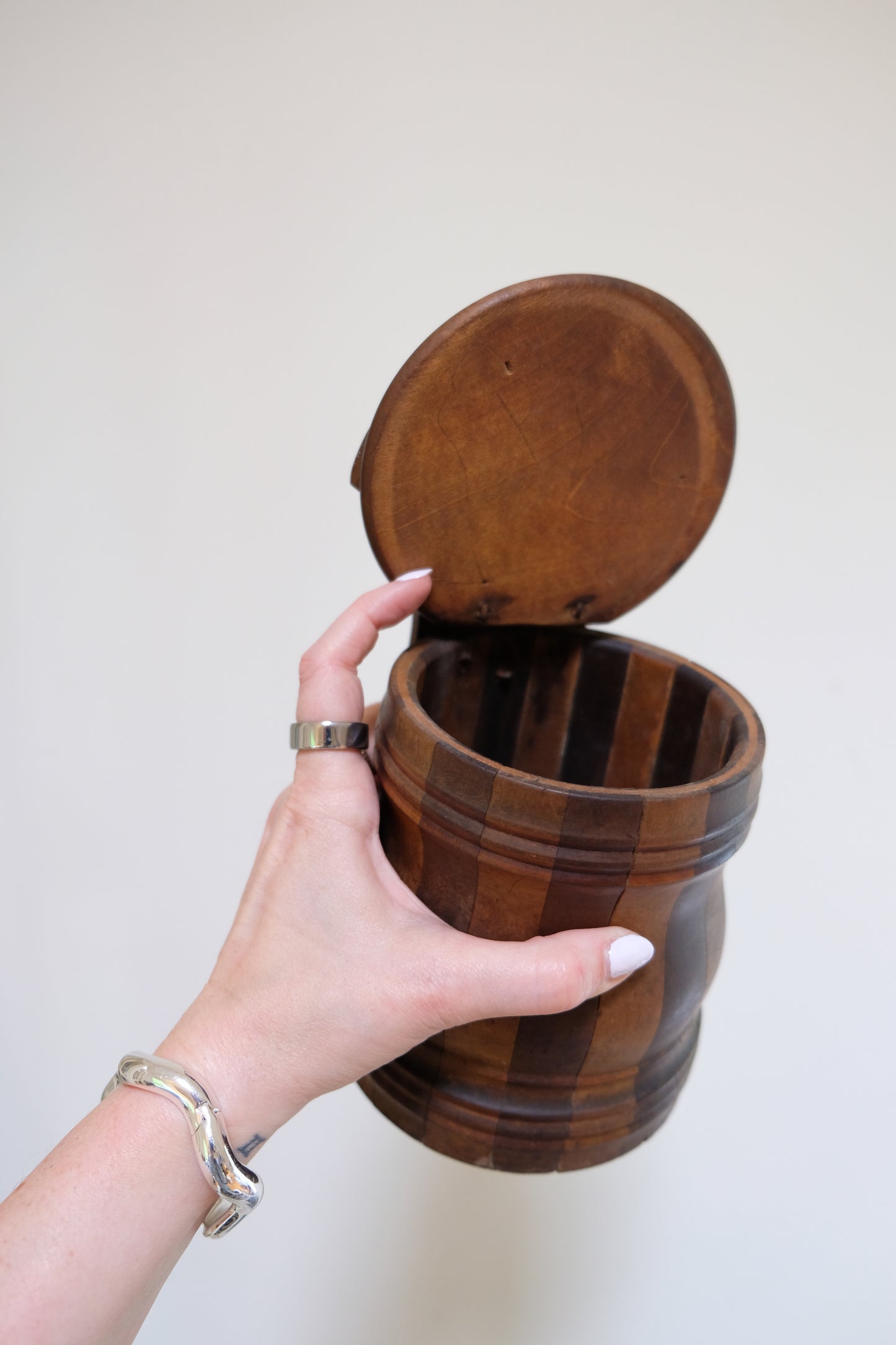 Rare Antique Scottish Mahogany and Maple Hanging Salt Box