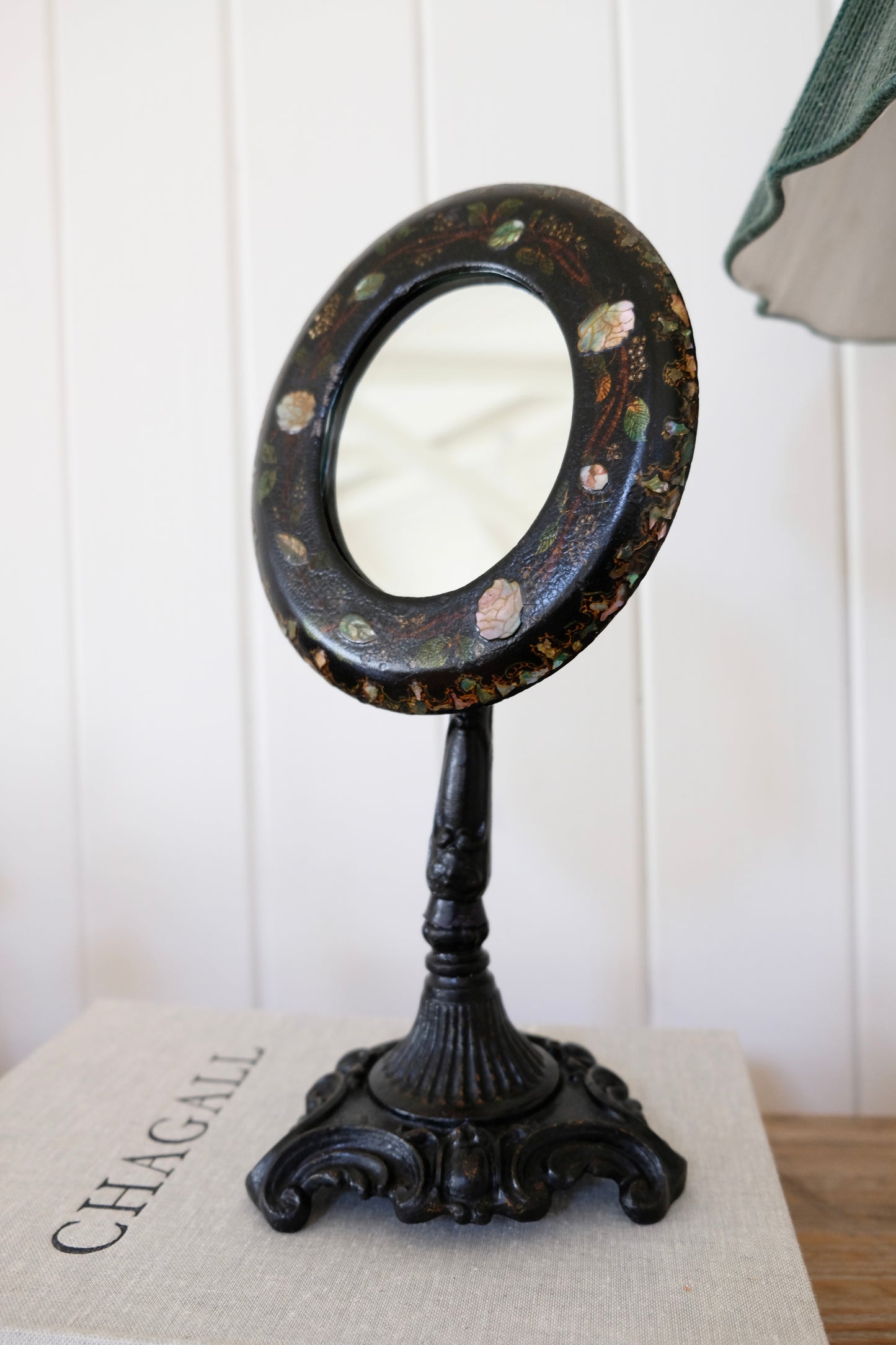 Incredible Antique Chinnooks Patent 1850 Iron Table Mirror