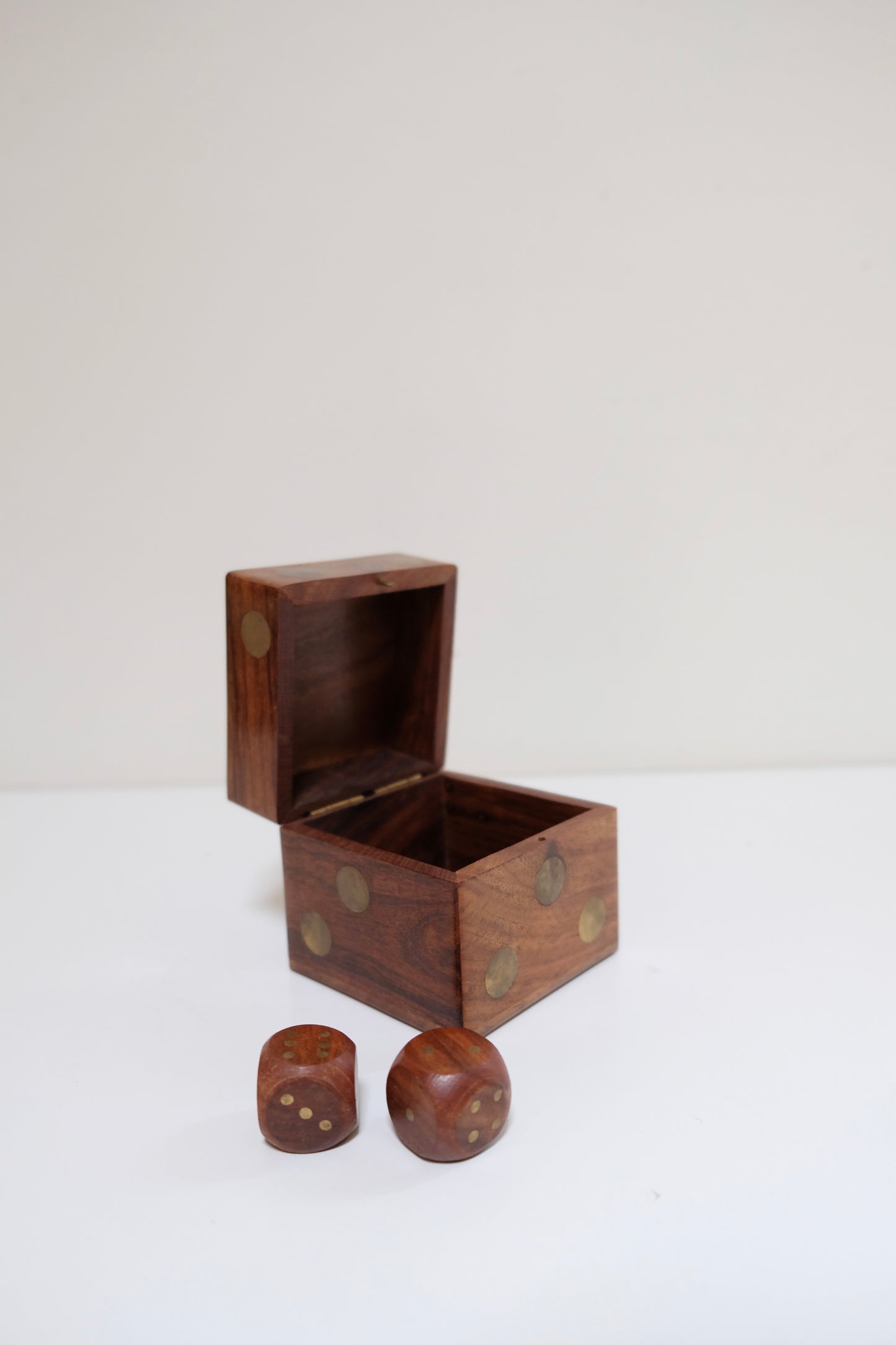 Wooden Dice Box with Two Dice