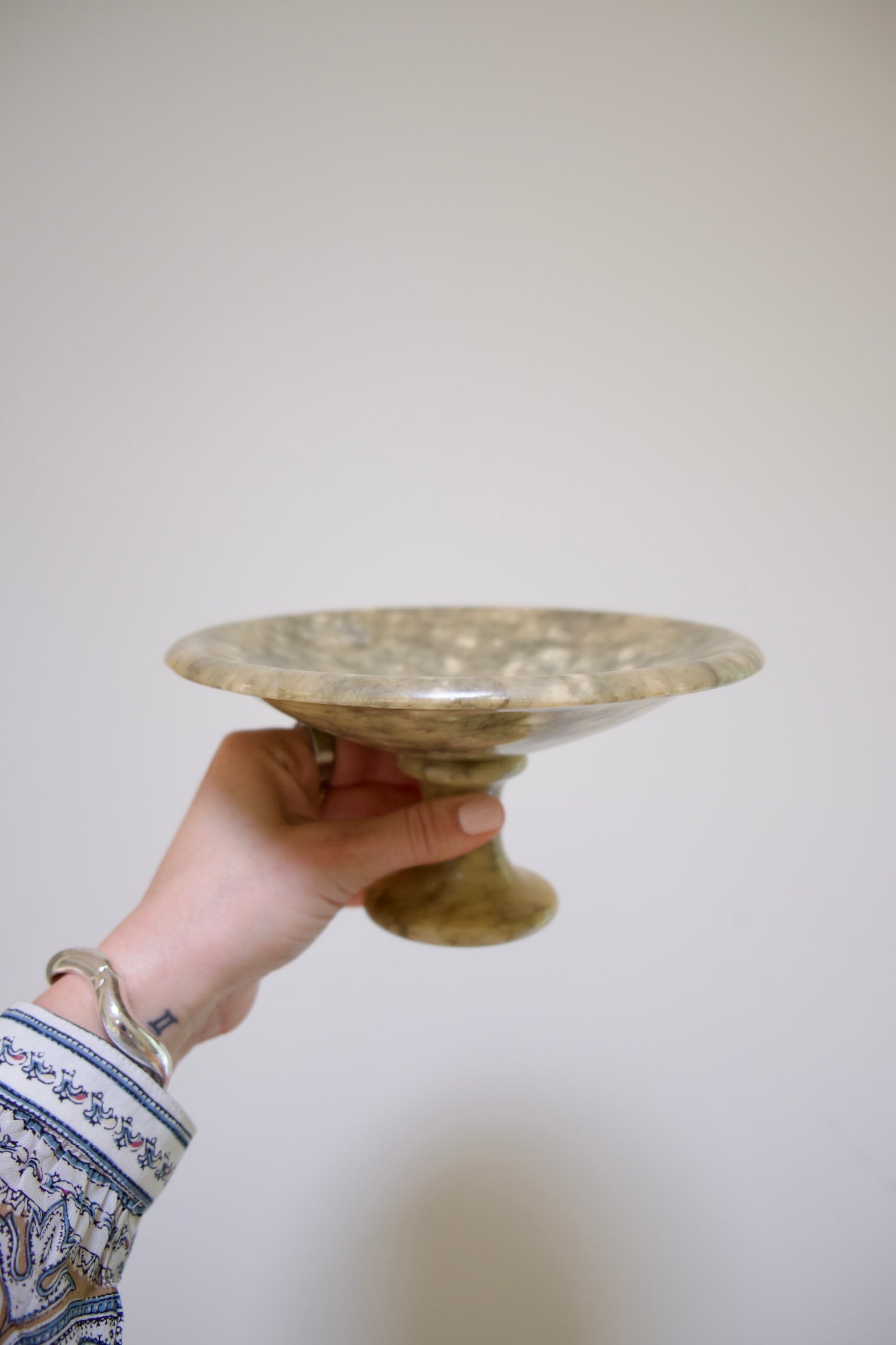 Vintage 8” Alabaster Compote