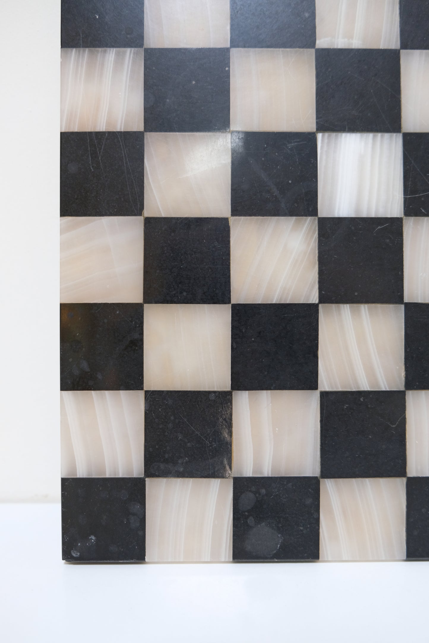 Black and White Agate and Marble Checkerboard