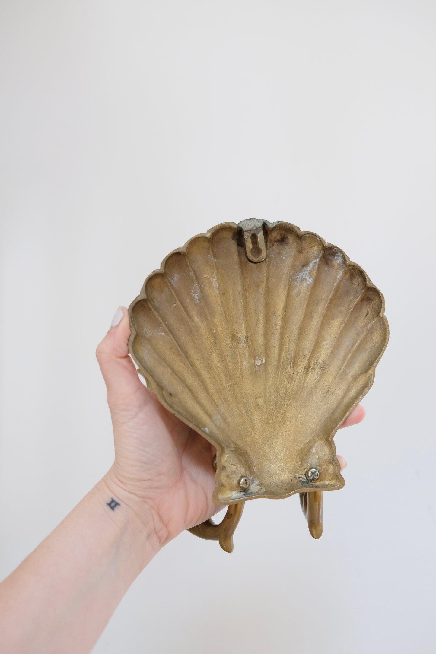 Vintage Brass Sea Shell Wall Sconce Candleholder