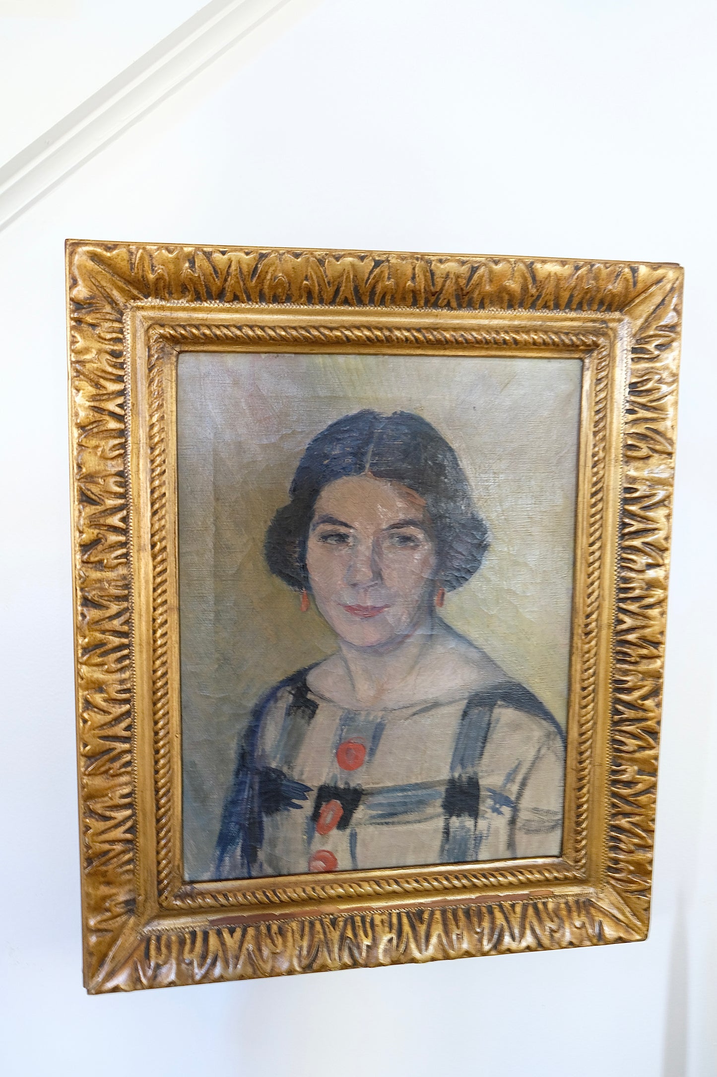 Antique Danish Oil Painting Portrait of a Woman
