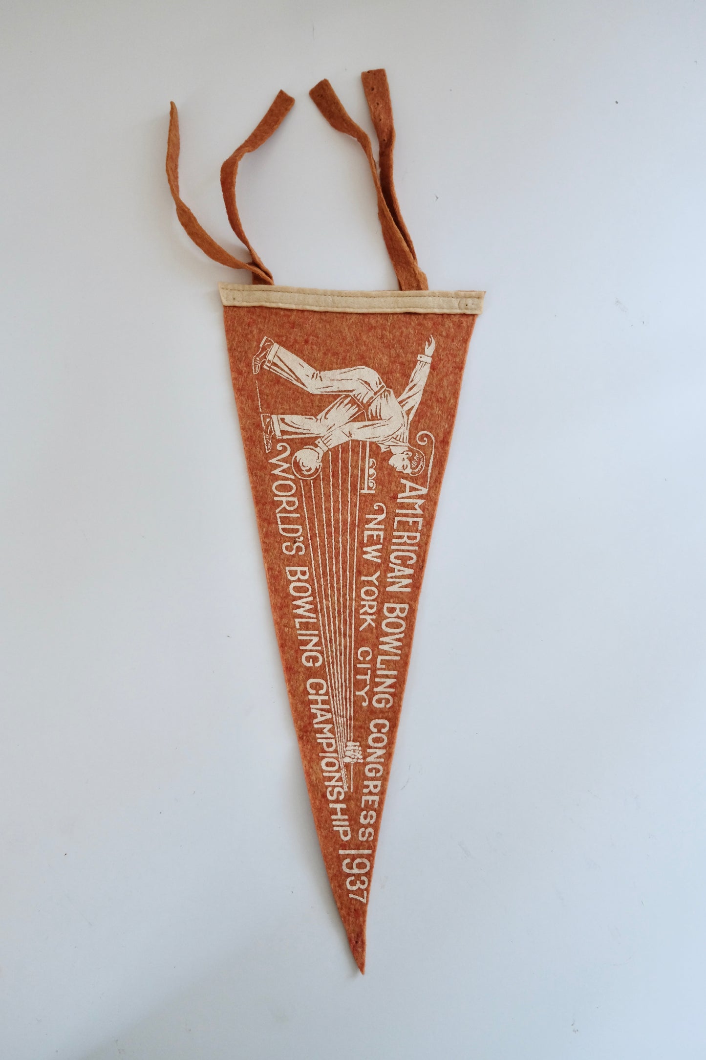 Vintage Bowling Pennant from NYC World Bowling Championship, 1937