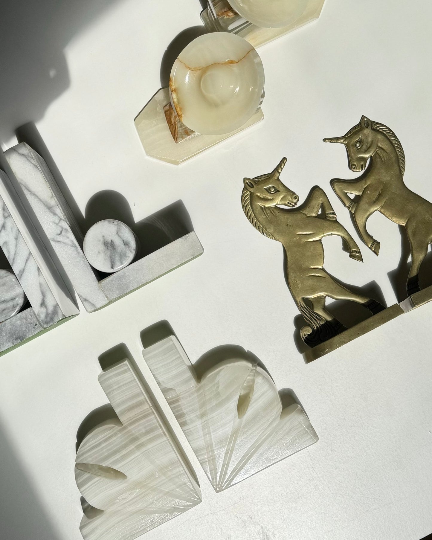Flat Brass Unicorn Bookends