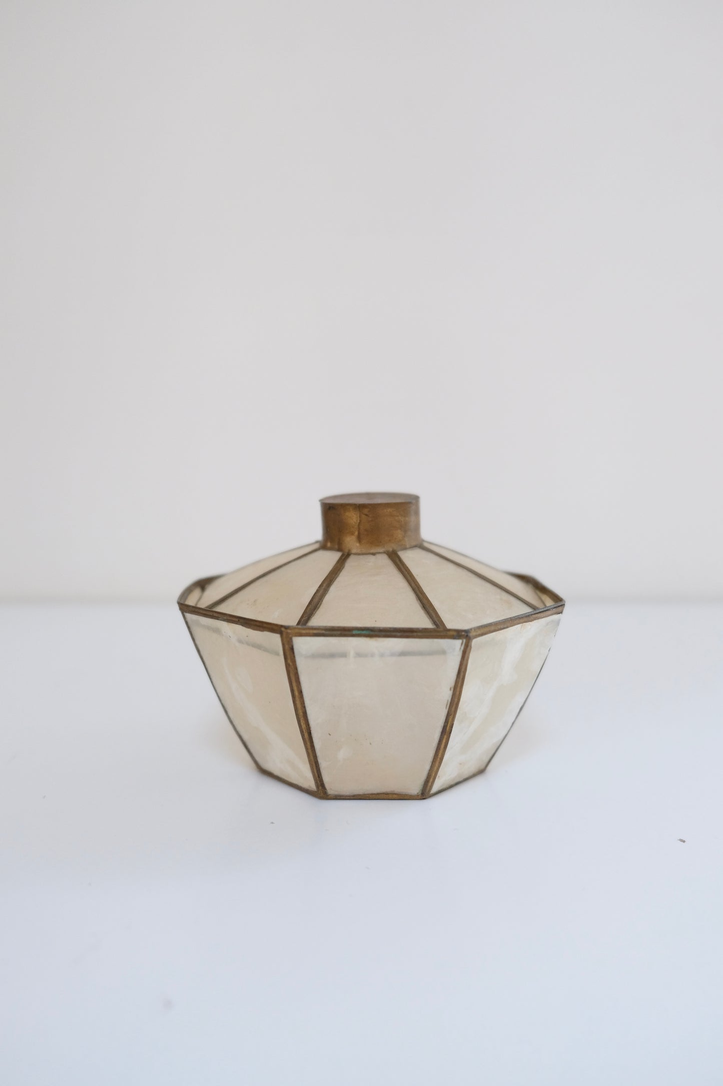 Small Vintage Capiz Octagon Lidded Box