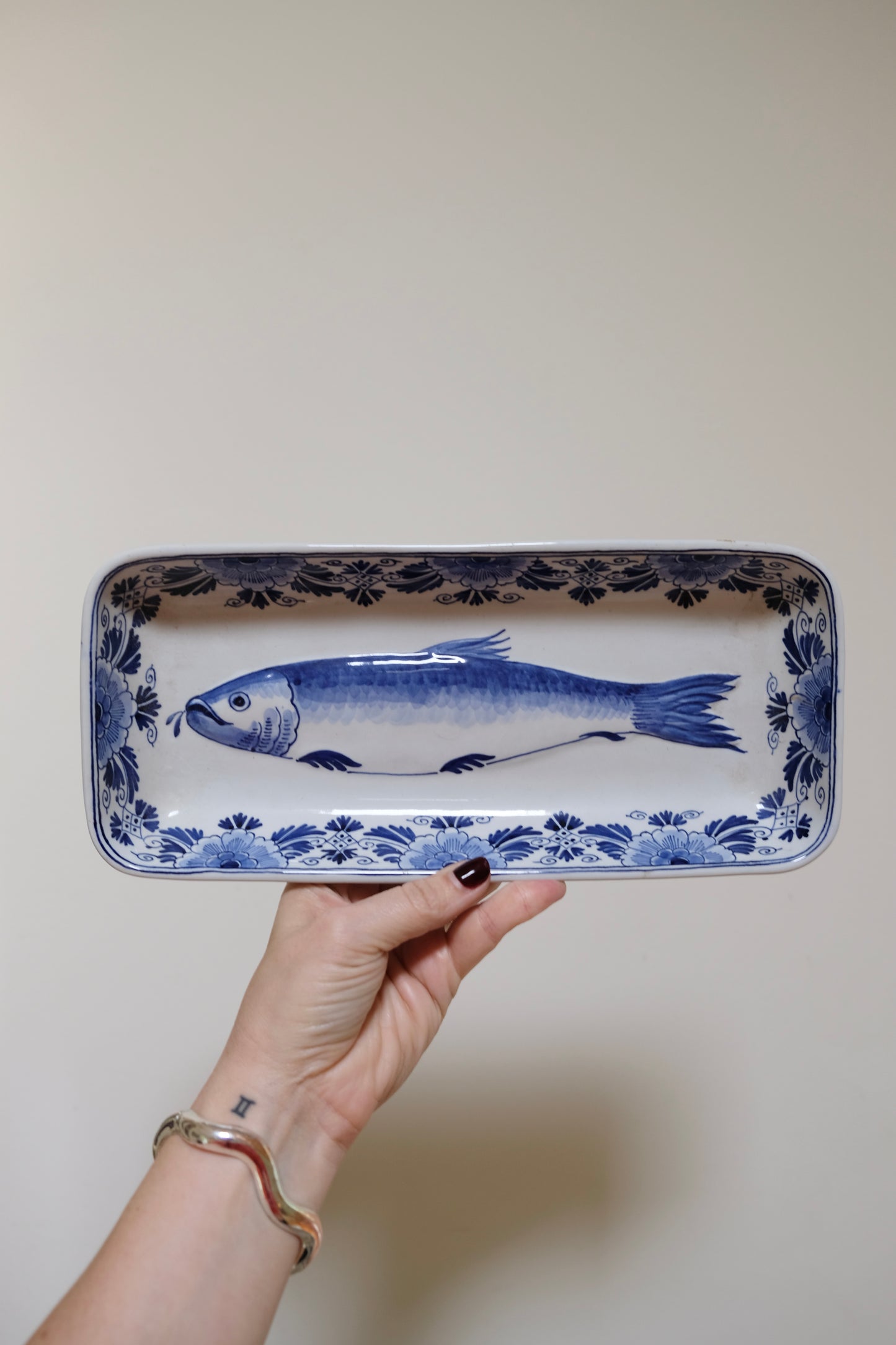 Stamped Delft Blue & White Fish Tray