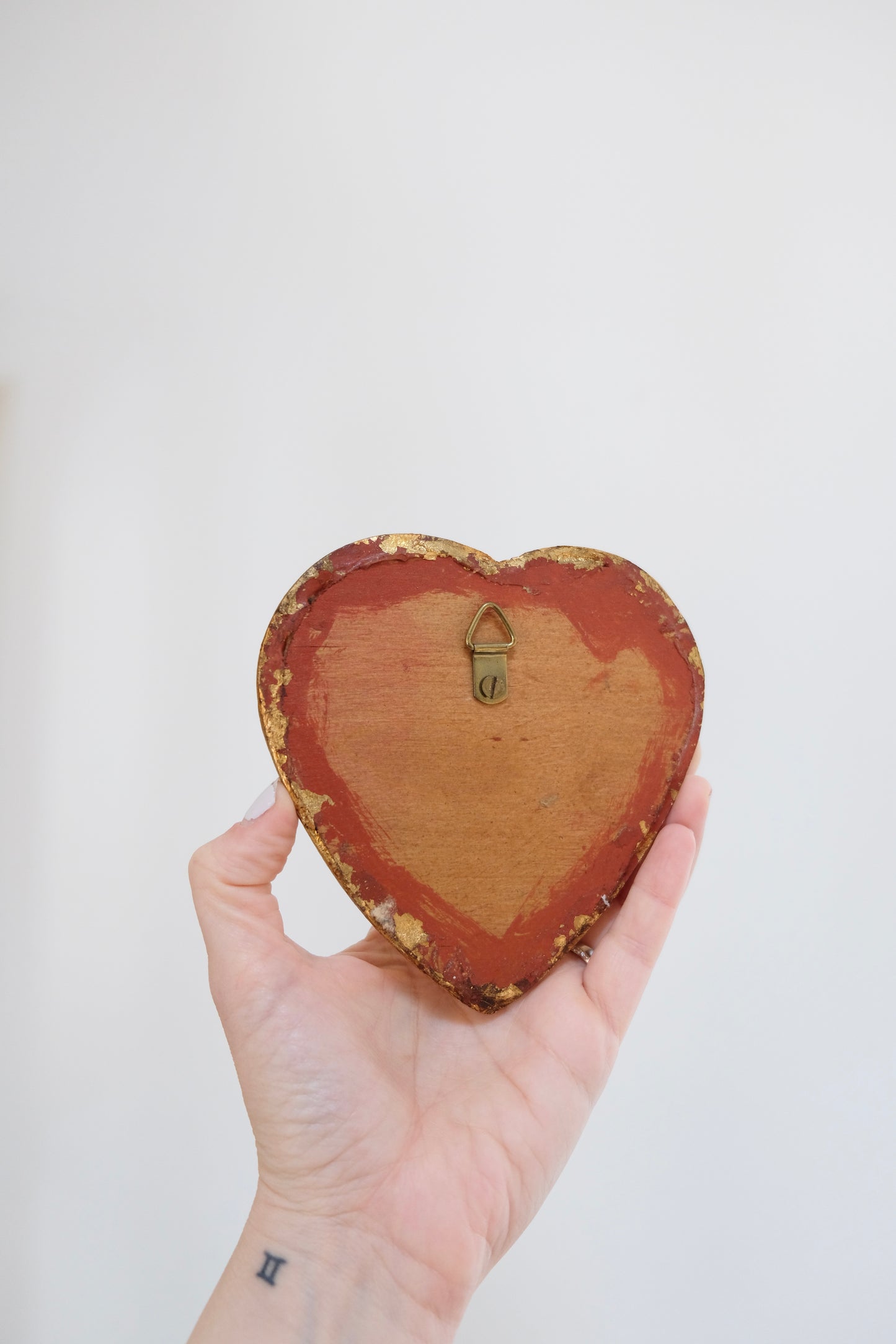 Small Vintage Gilded Wood Florentine Small Heart-Shaped Mirror