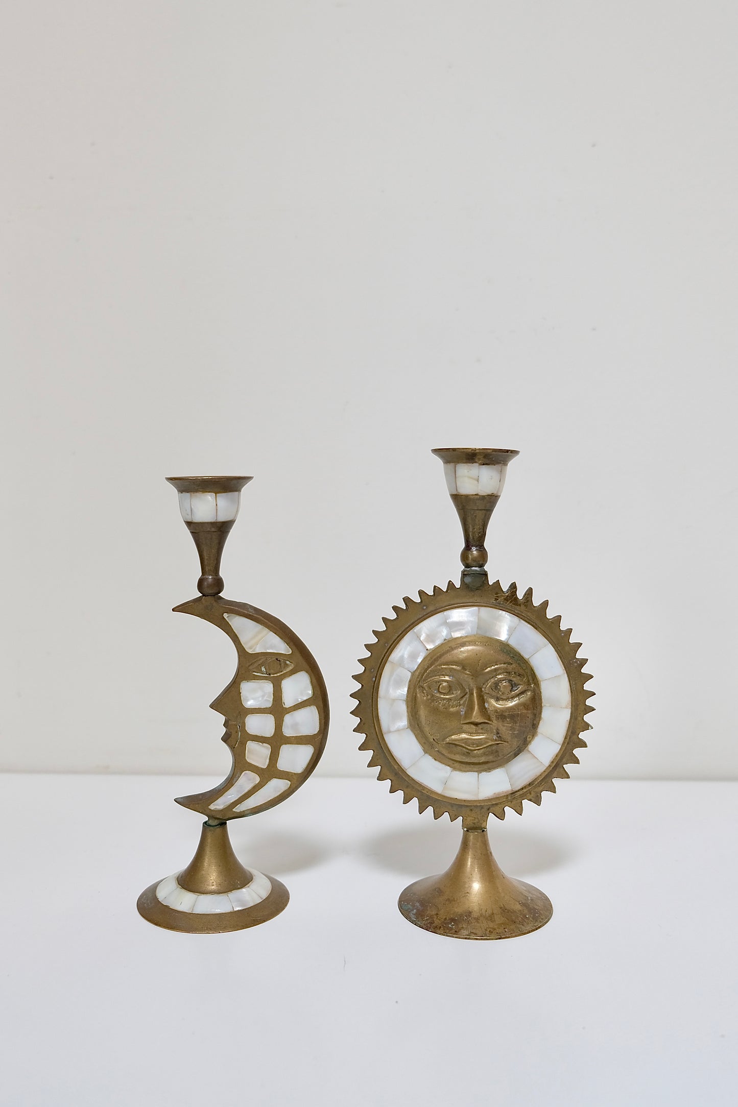 Vintage Sun and Moon Celestial Candle Holders
