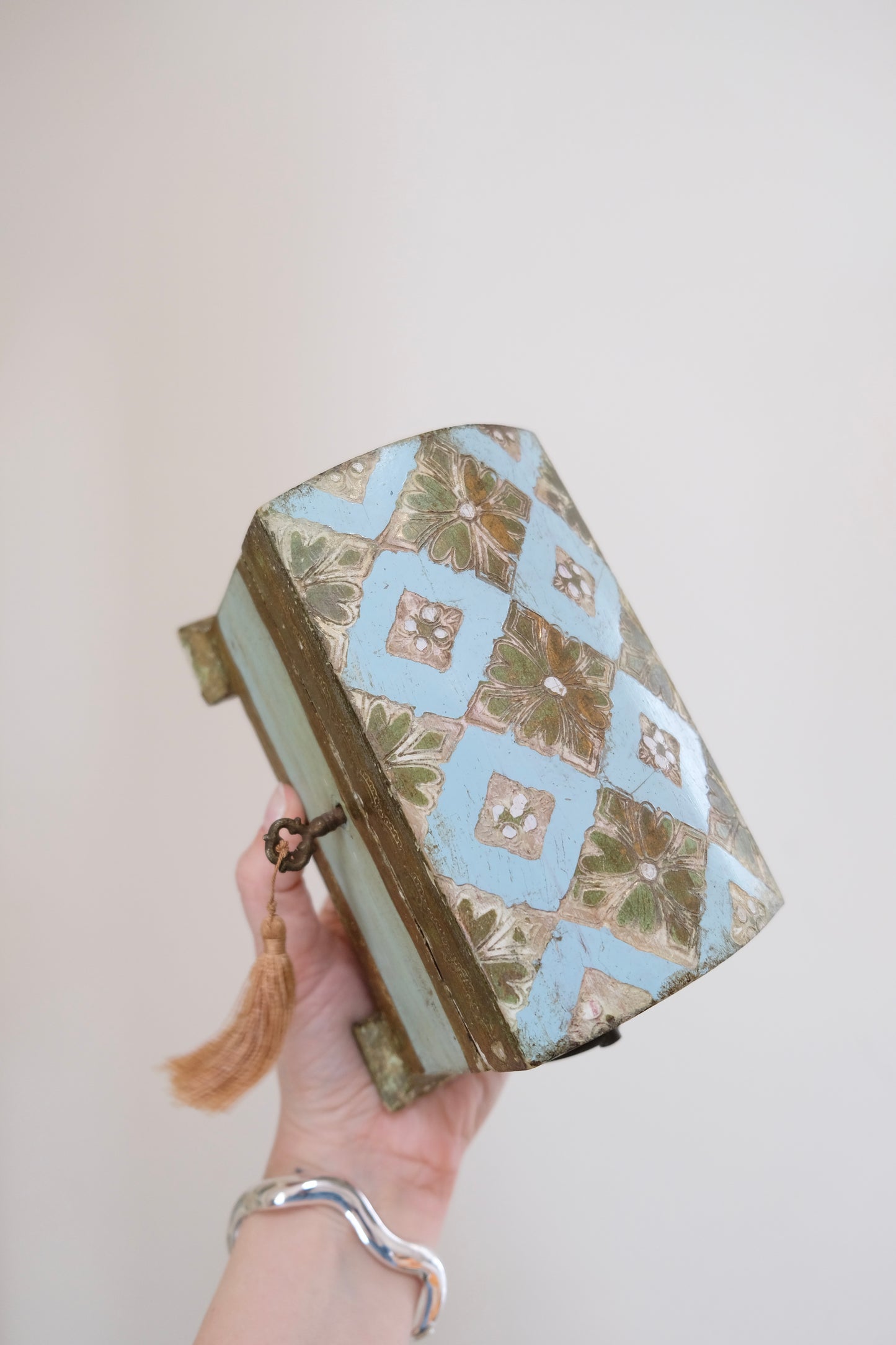 Hand-Painted Vintage Florentine Footed Box