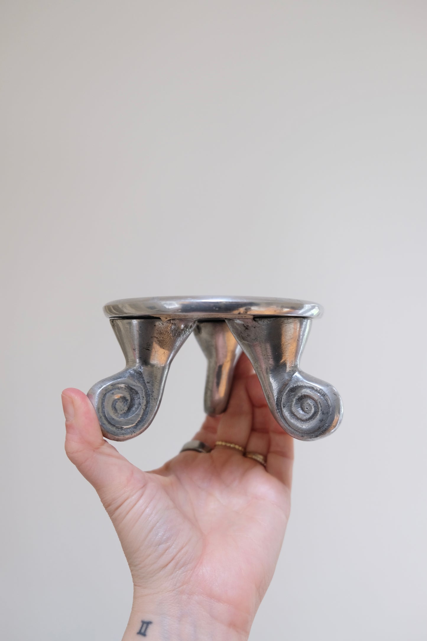 90s Metal Candle Stand with Swirled Feet