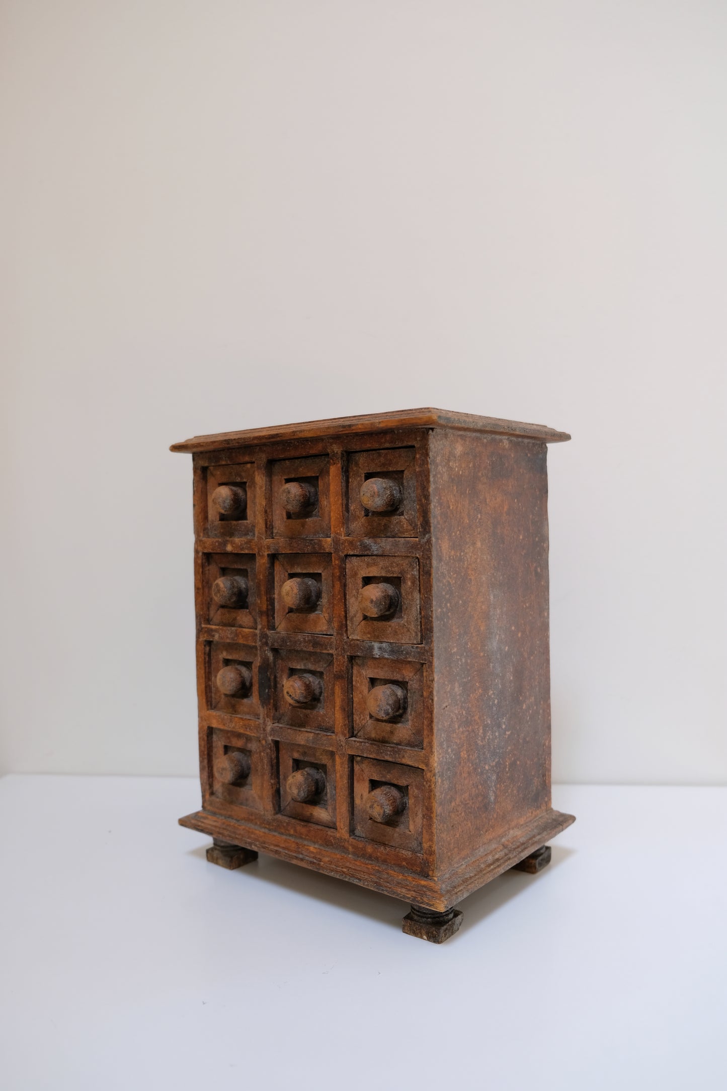 Vintage Hand-Carved Apothecary Footed Dresser