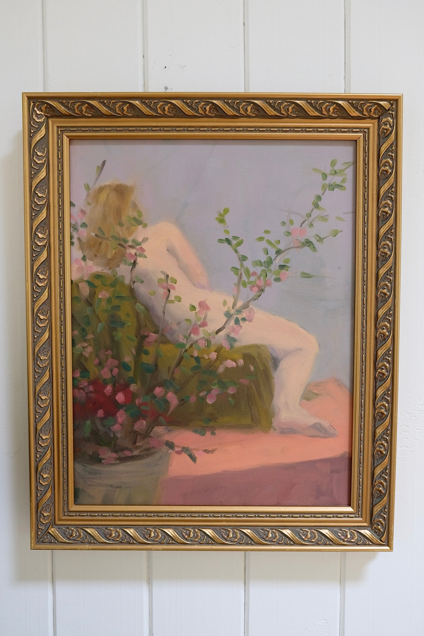 Lovely Vintage Female Nude Portrait with Florals