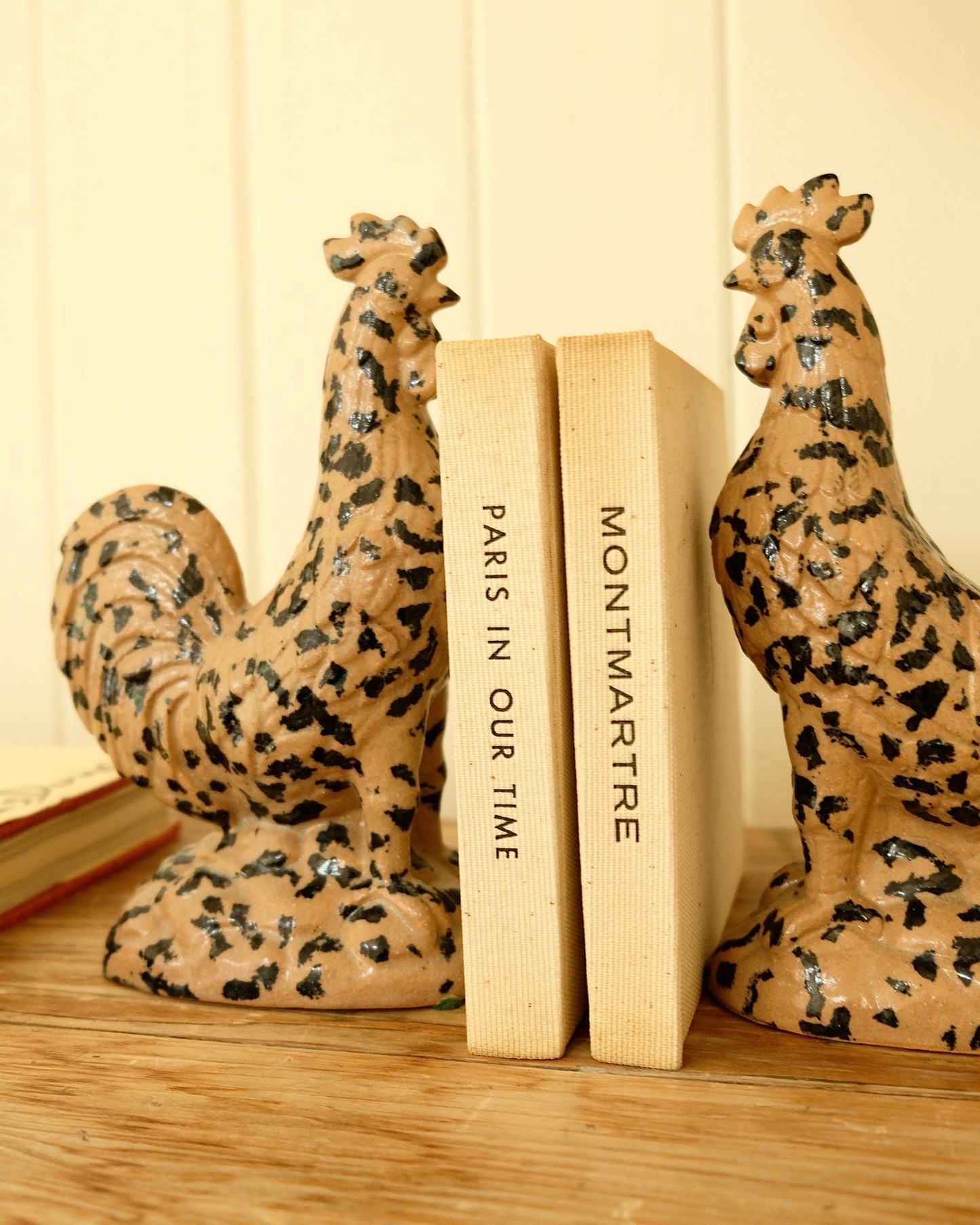 Pair of Vintage Spotted Glazed Roosters