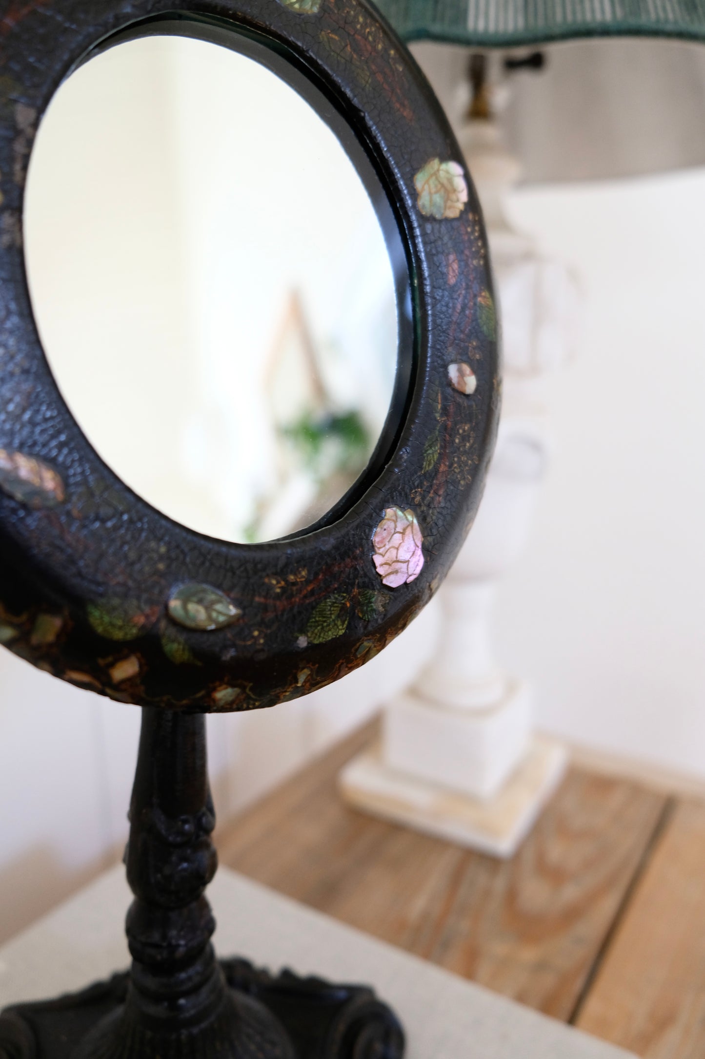 Incredible Antique Chinnooks Patent 1850 Iron Table Mirror