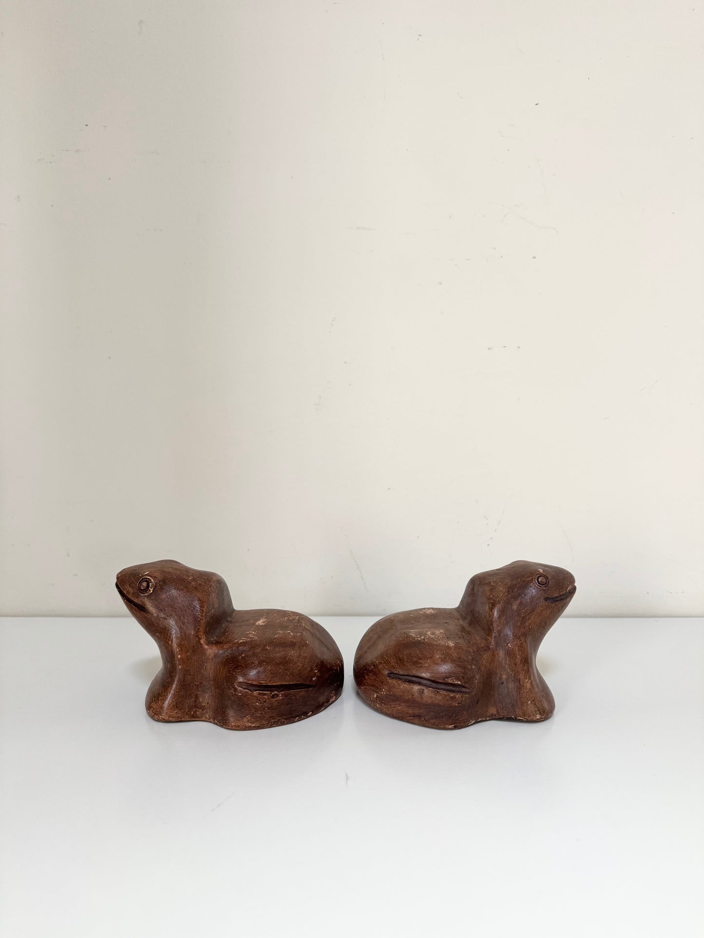 Pair of Vintage Wooden Frog Bookends