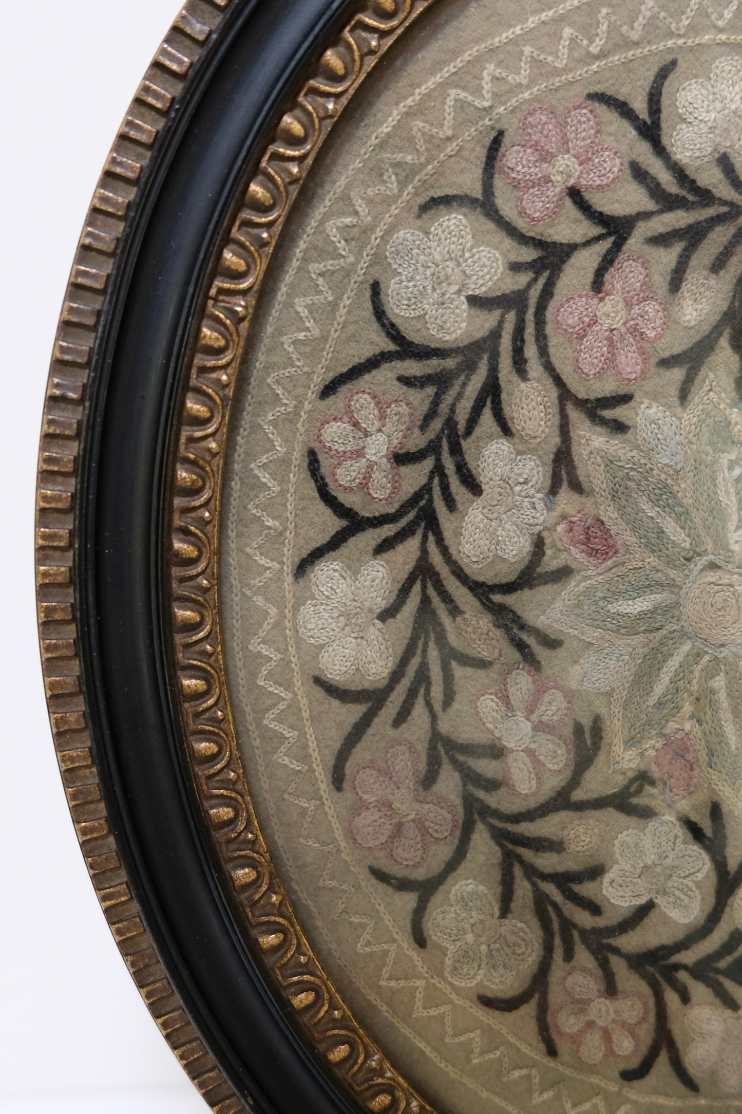 19th-Century Framed Crewel Embroidery