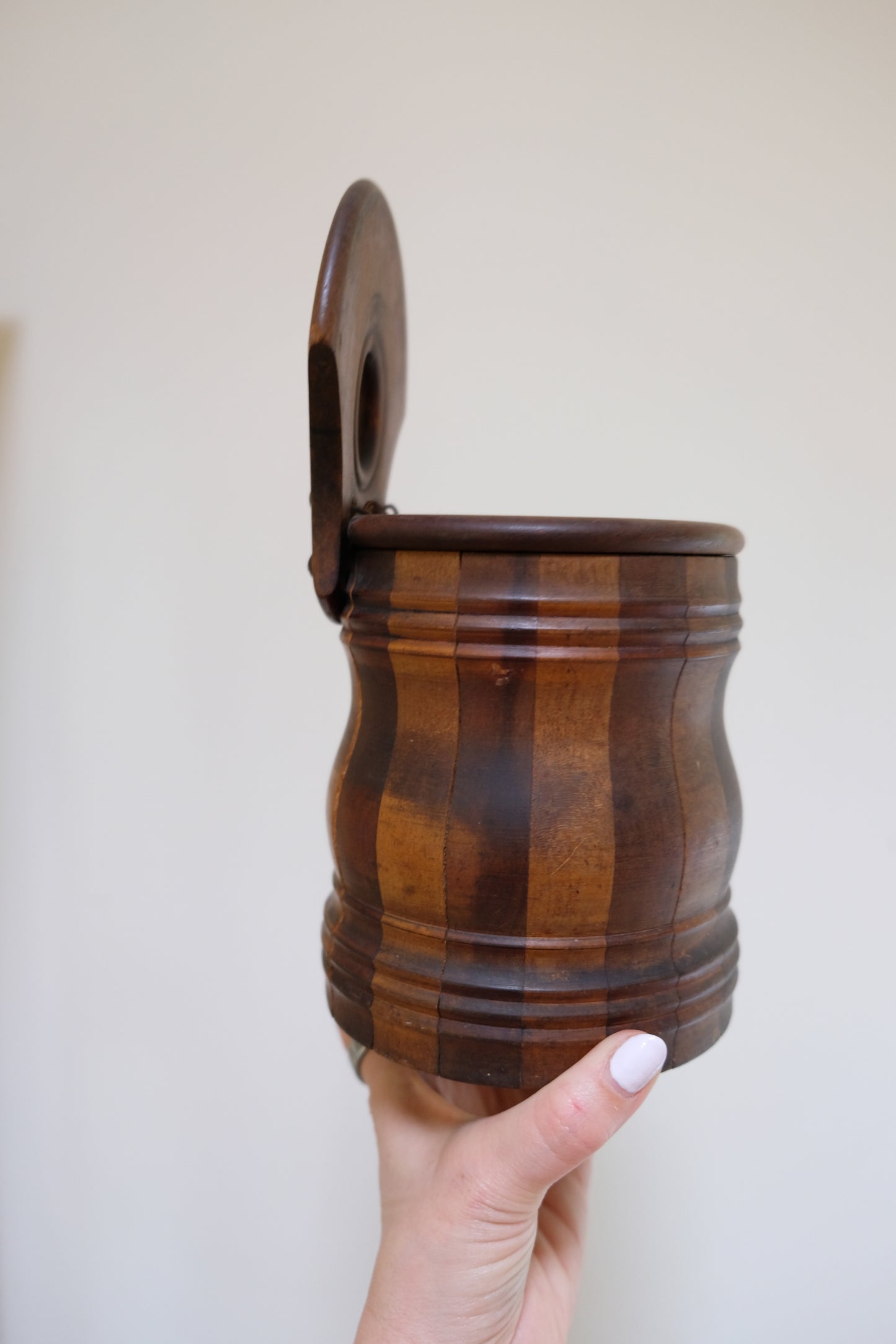 Rare Antique Scottish Mahogany and Maple Hanging Salt Box
