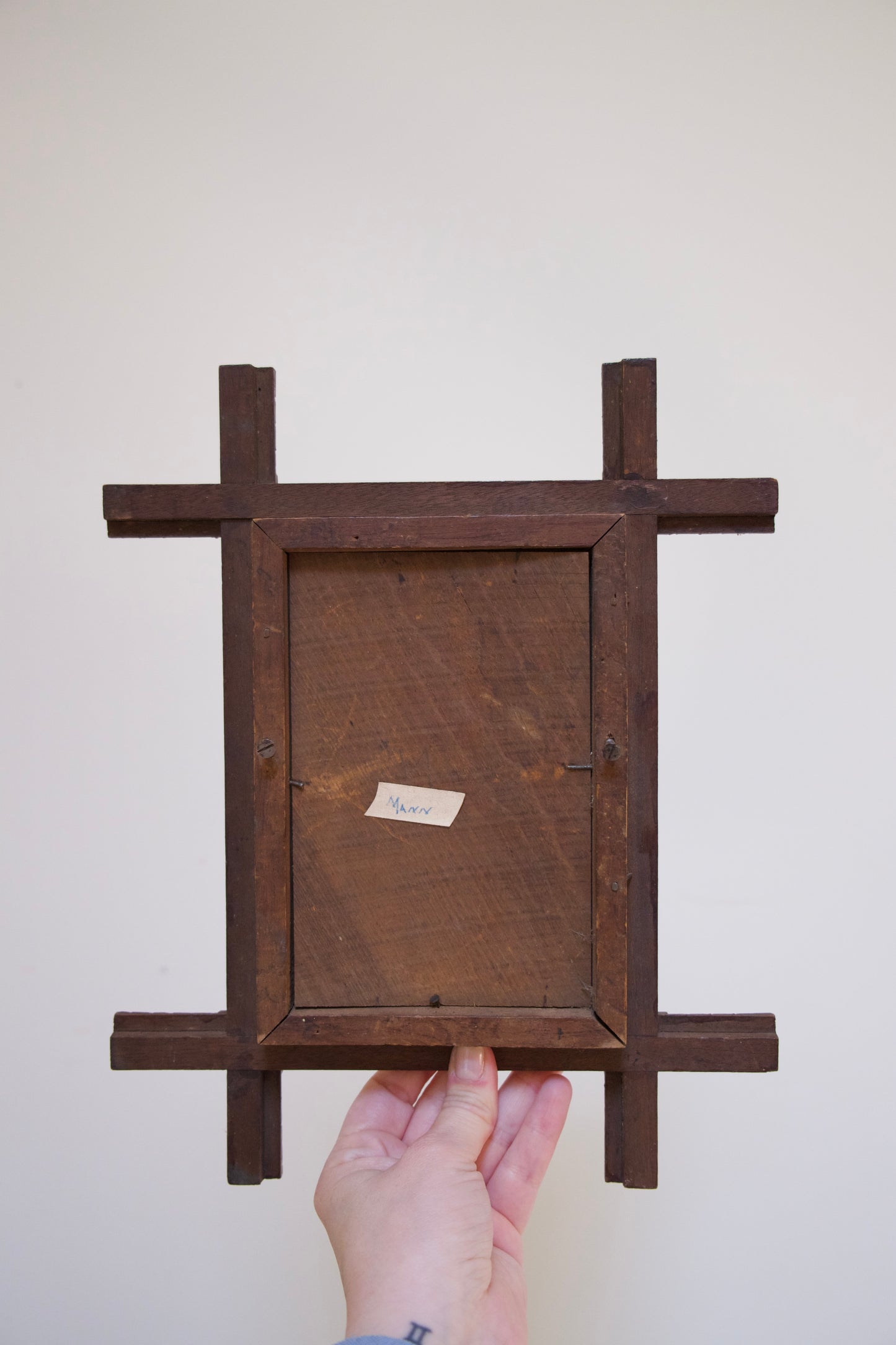 Antique Tramp Art Chip-Carved Wooden Frame, Folk Art
