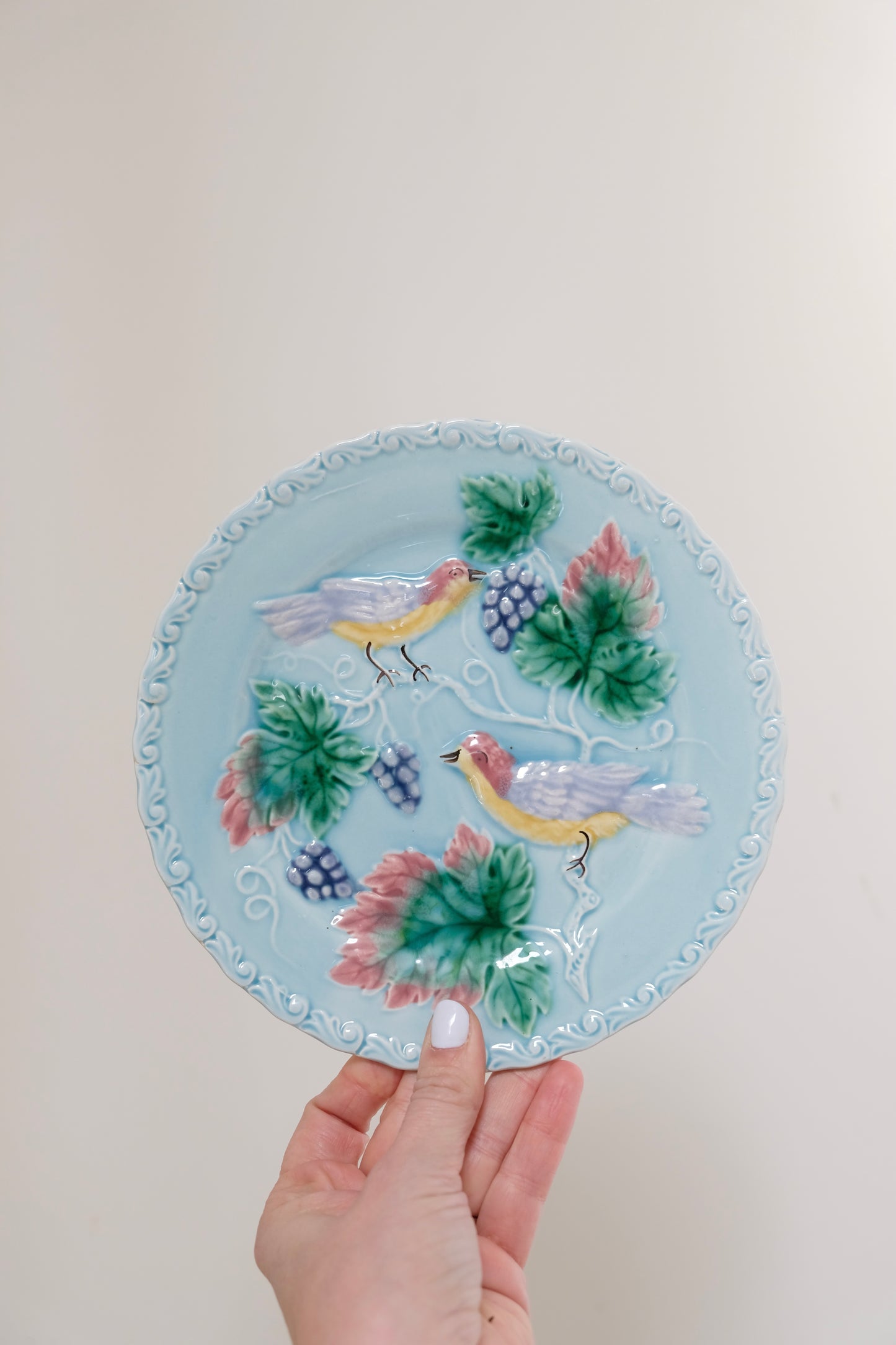 Set of 3 Antique German Majolica Plates