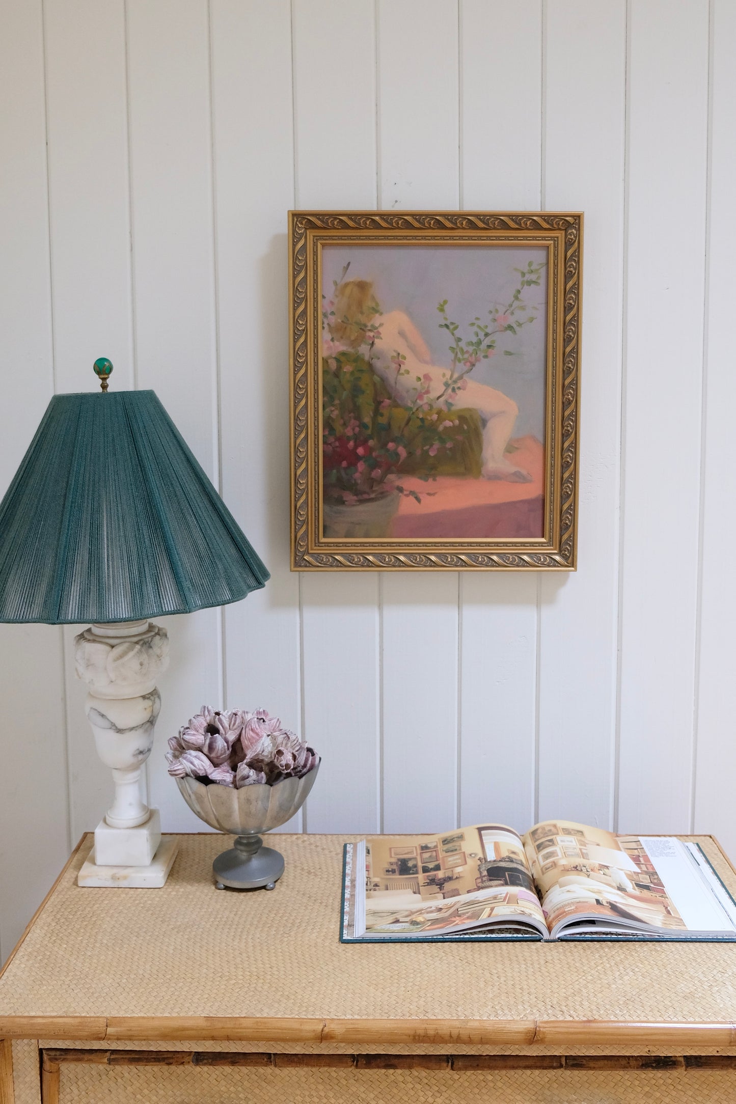 Lovely Vintage Female Nude Portrait with Florals