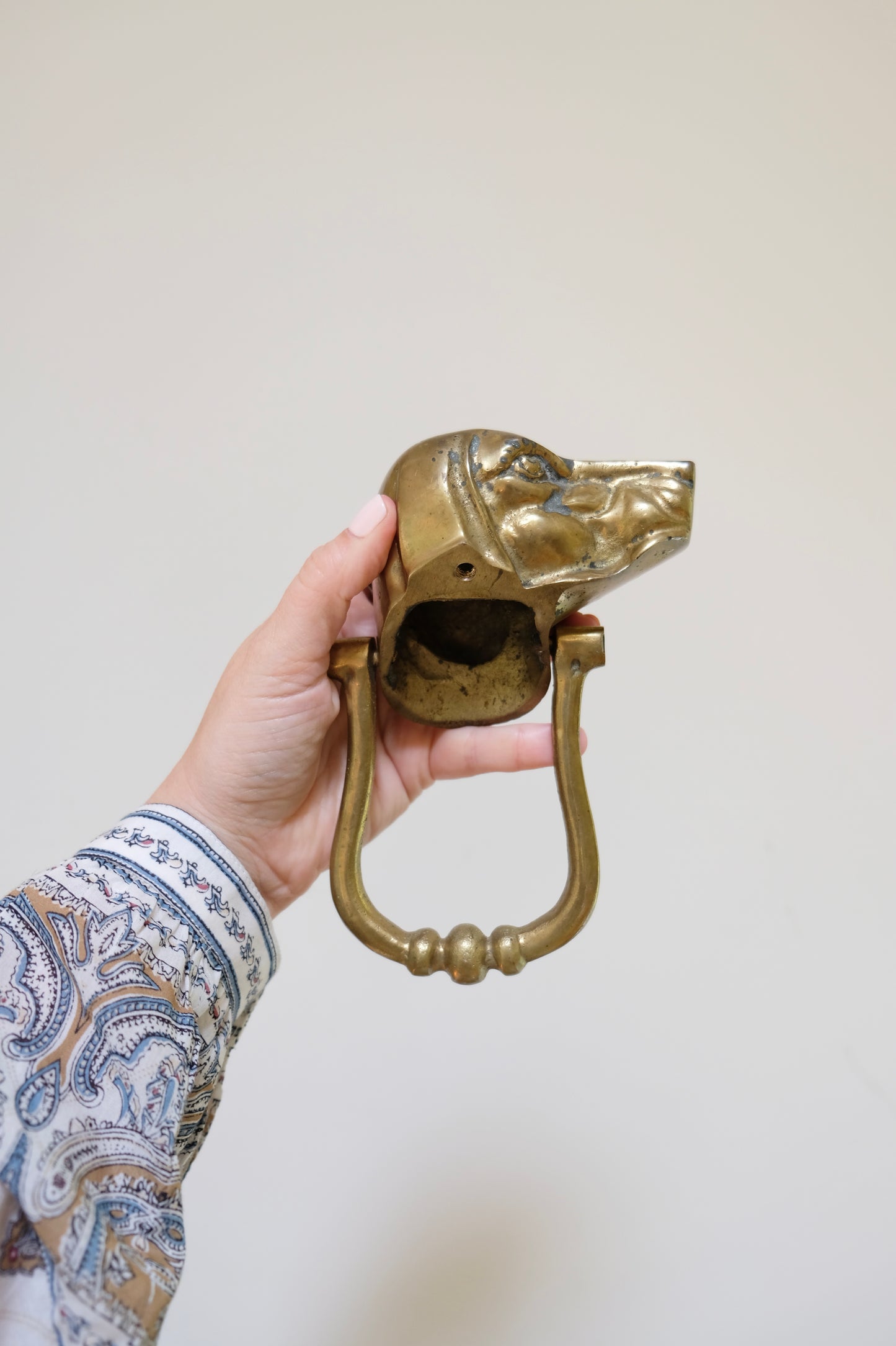 Antique or Vintage Brass Dog Head Door Knocker
