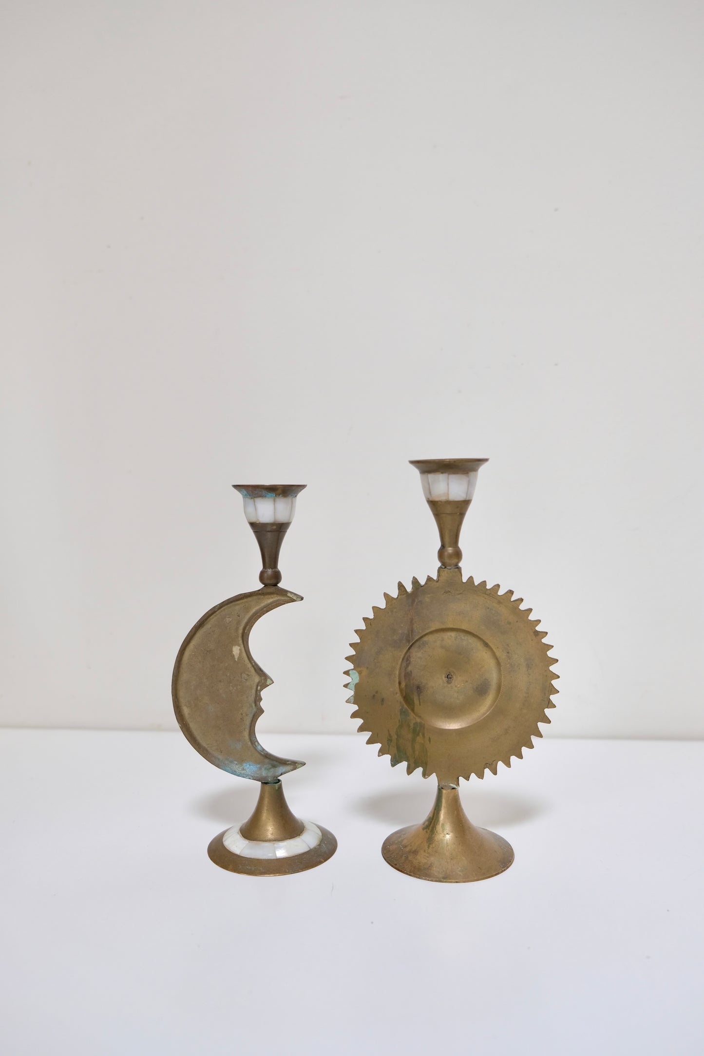 Vintage Sun and Moon Celestial Candle Holders
