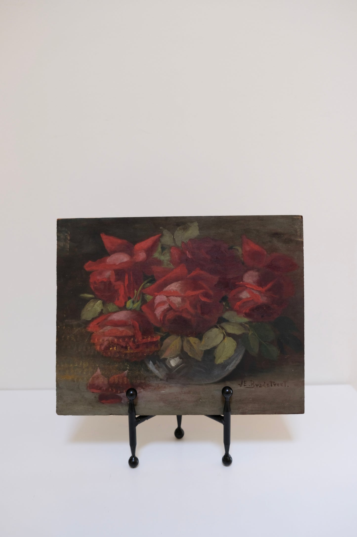 Moody Antique Oil Painting of Roses