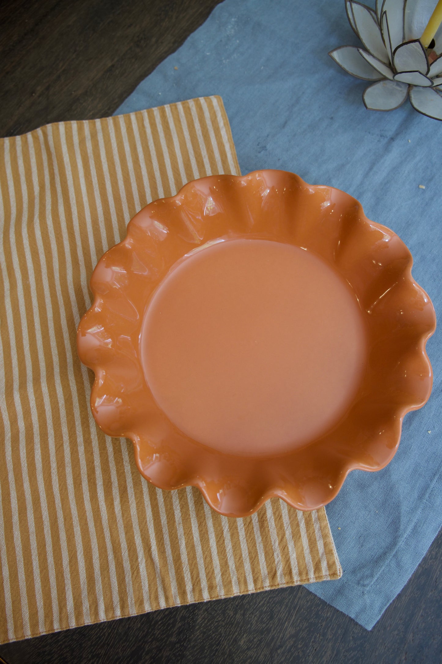 2005 Emile Henry 10" French Ceramic Wavy Pie Dish