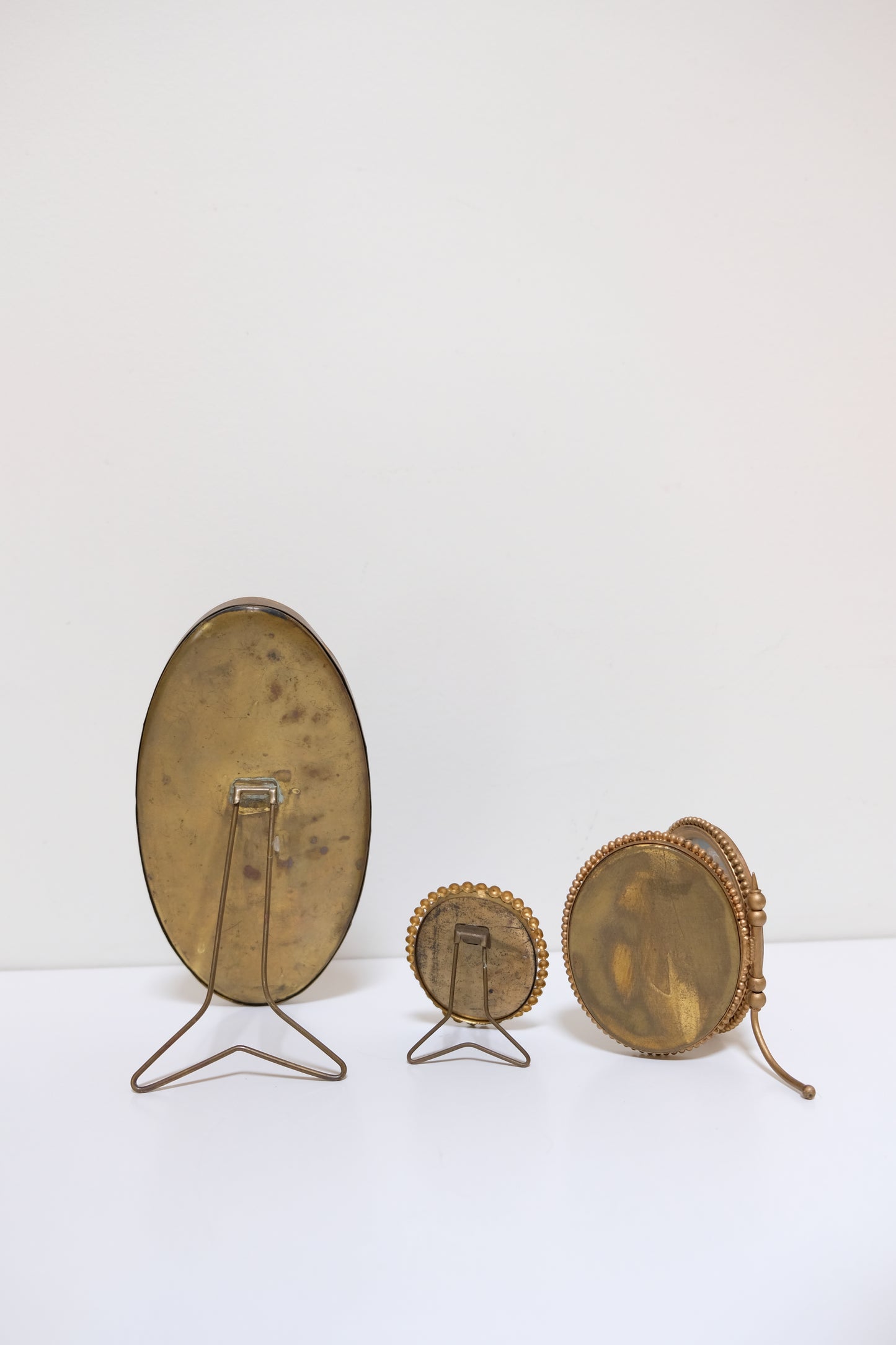 French Antique Oval Brass Frame with Kickstand