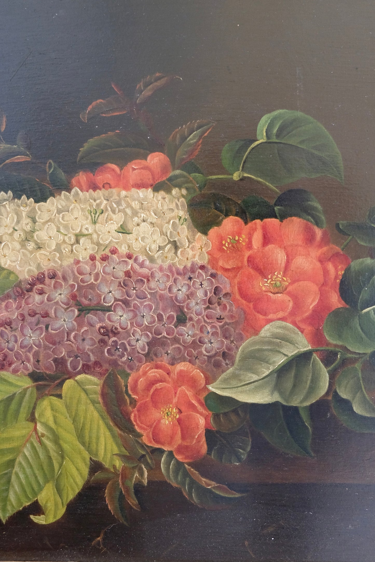 Gorgeous Antique Moody Floral Oil Painting – 19” x 15”