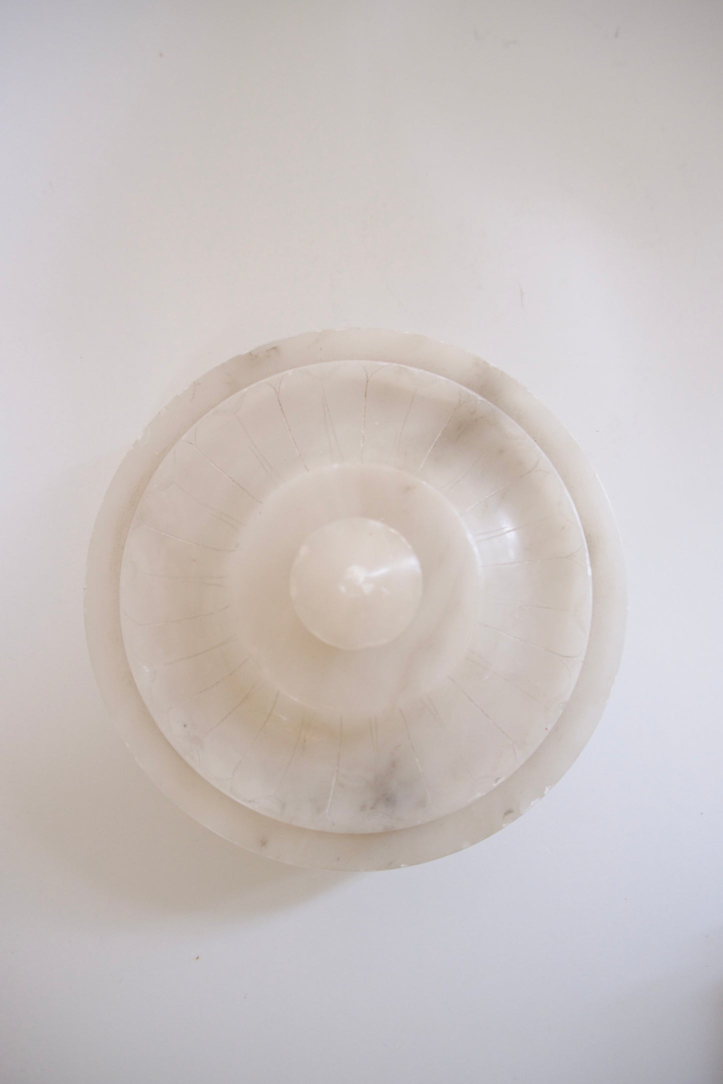 Carved Alabaster Dresser Box with Lid