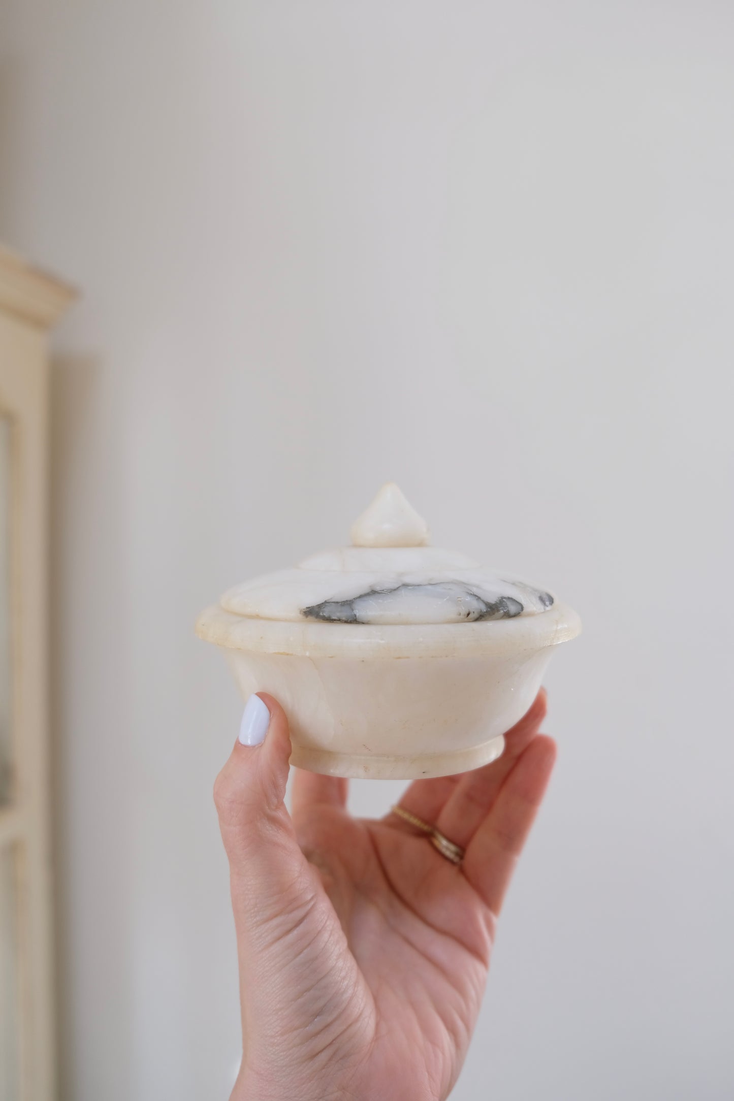 Sweet Vintage Lidded Alabaster Dish