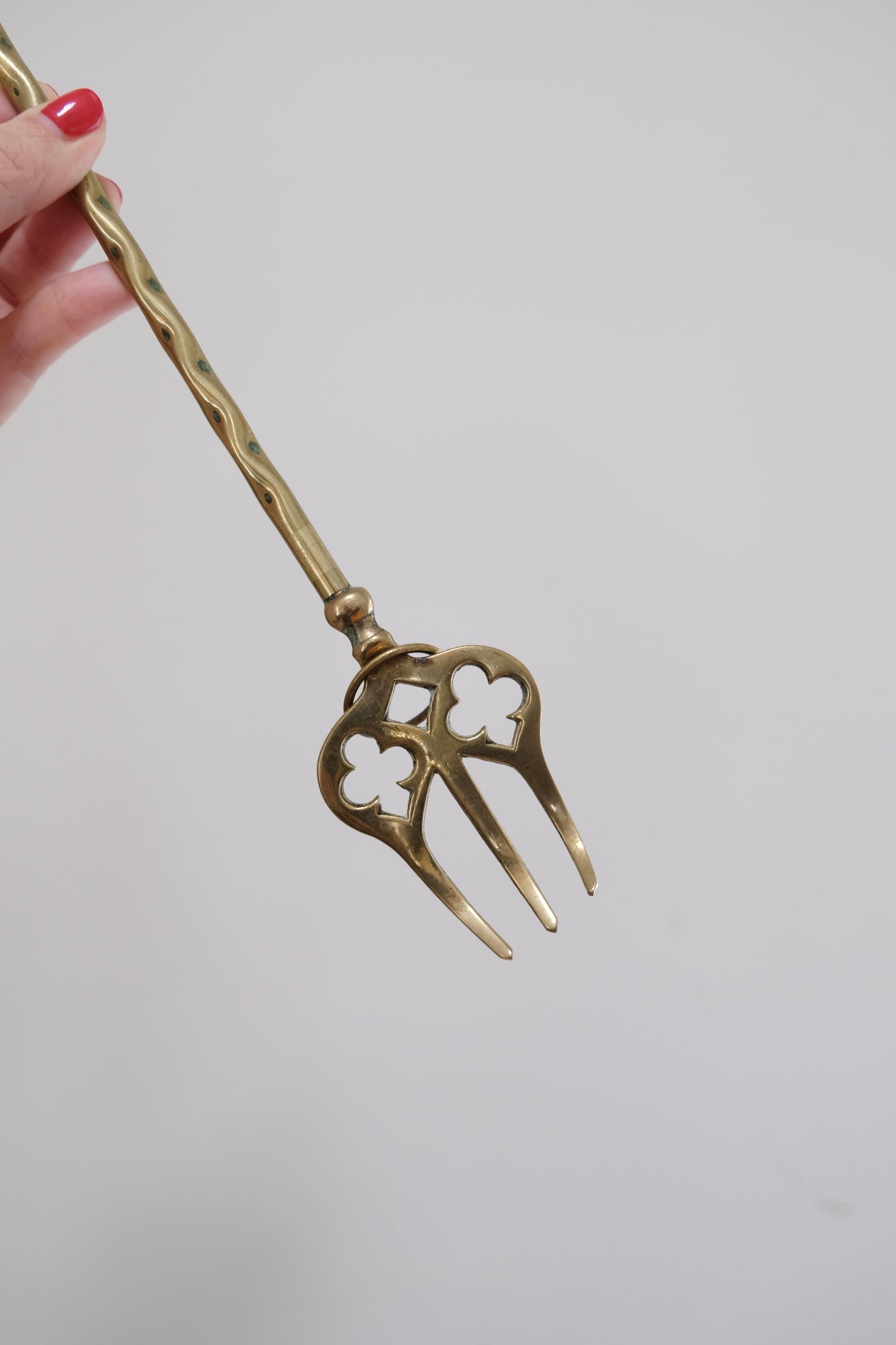 Antique Brass Toasting Fork with Dog Handle