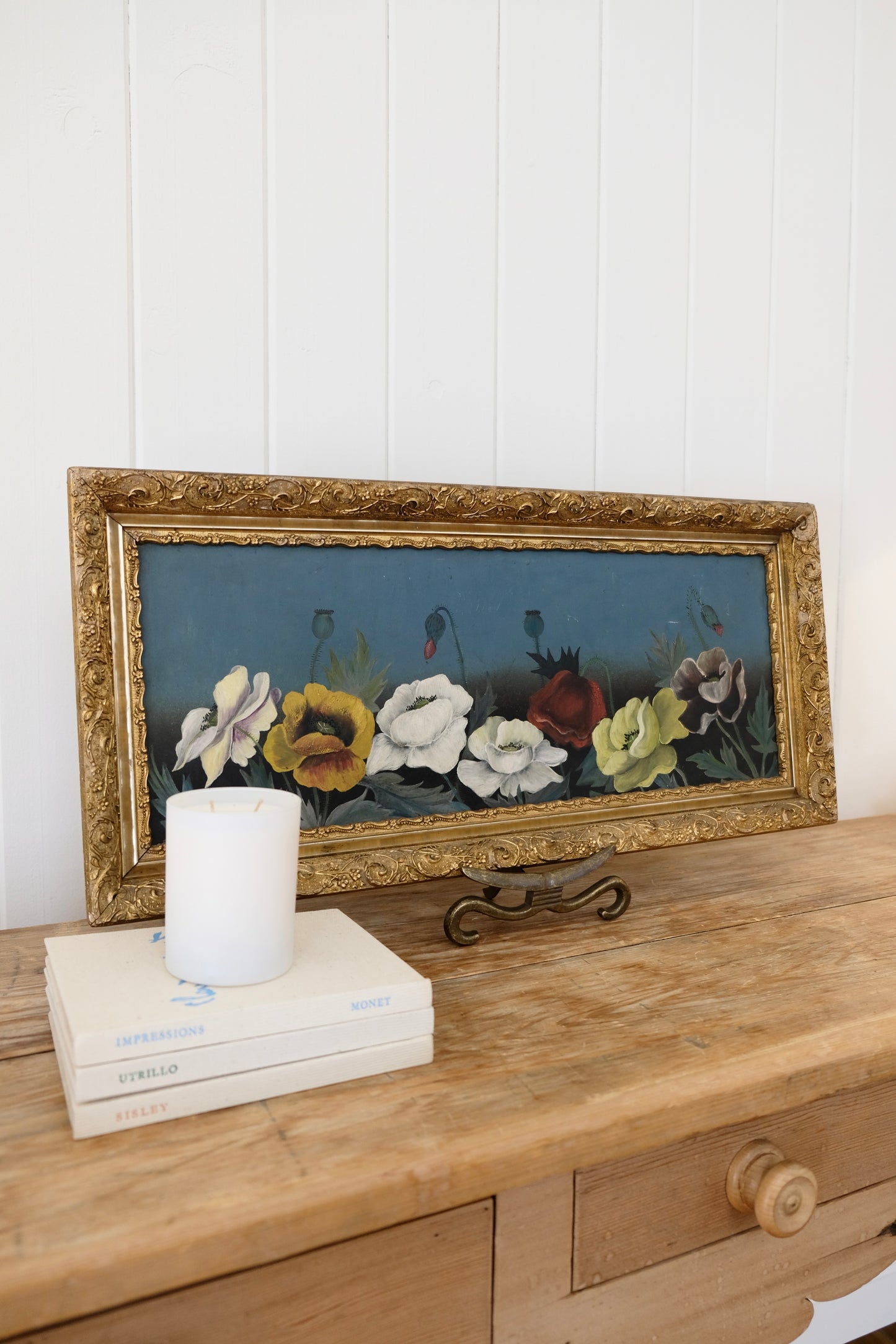 Moody Floral Antique Oil Painting
