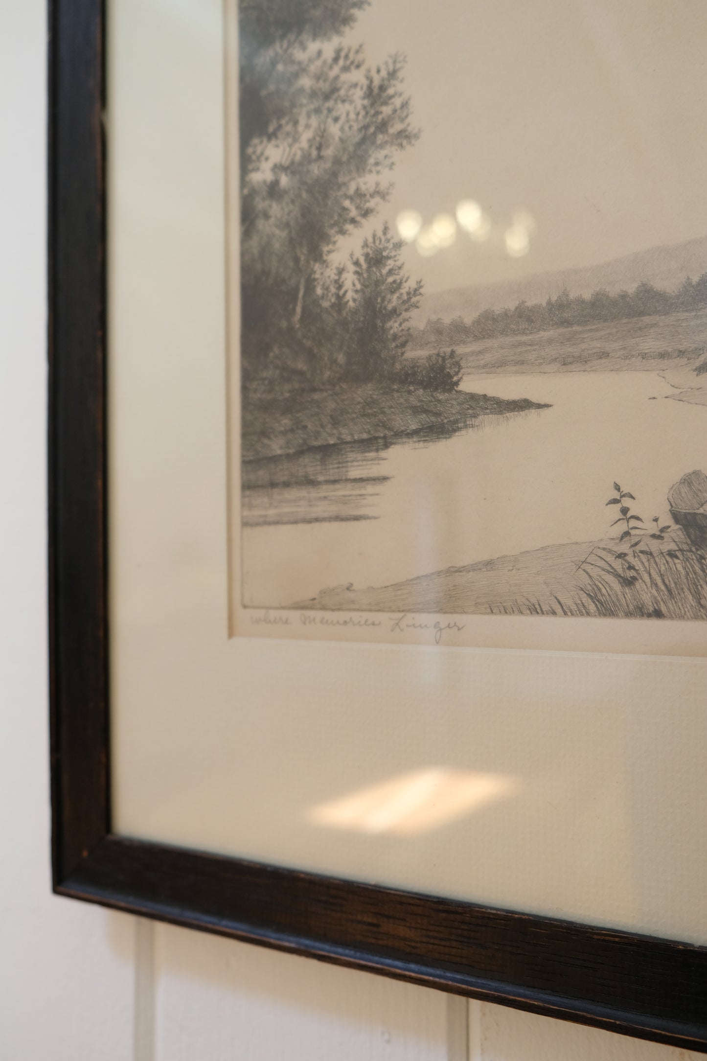Vintage Etching Titled “Where Memories Linger”