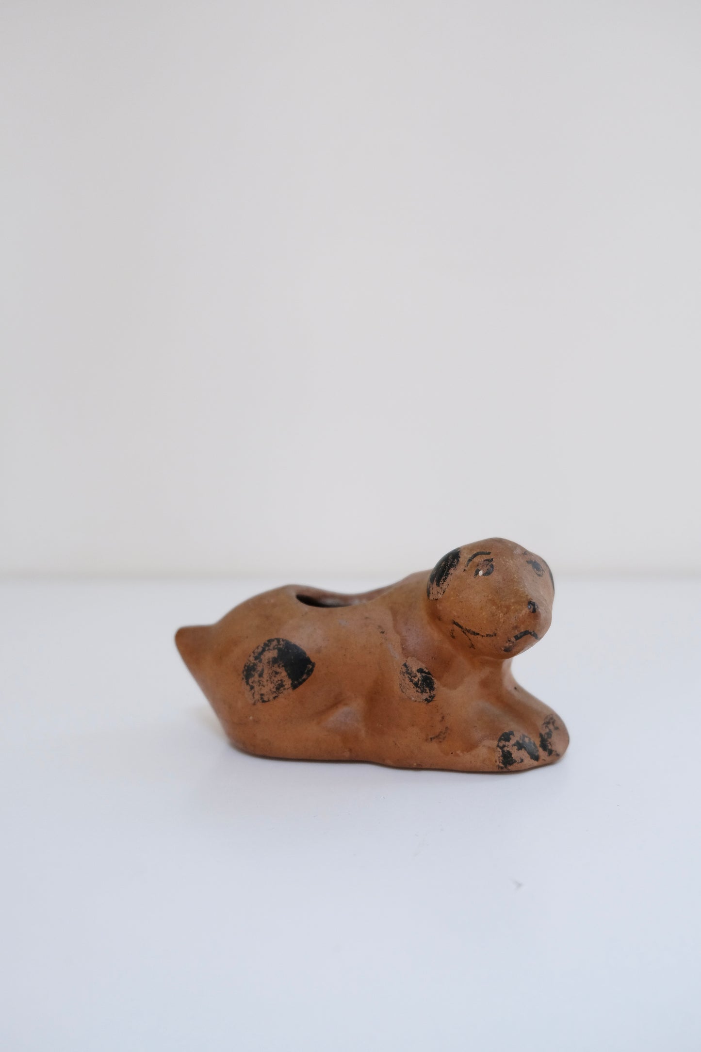 Small Vintage Pottery Hand-Painted Dog Planter