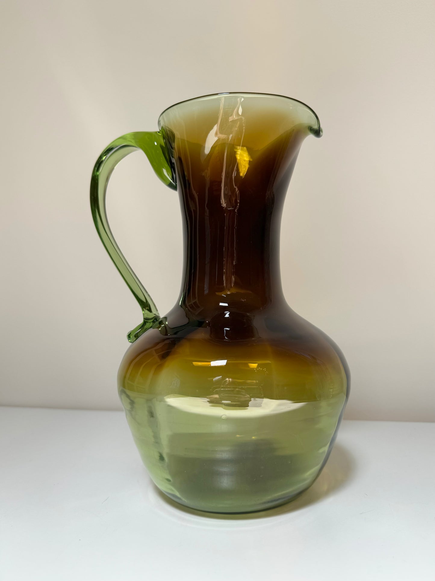 Vintage Bischoff Art Glass Kingstown 10" Pitcher in Burnt Amber