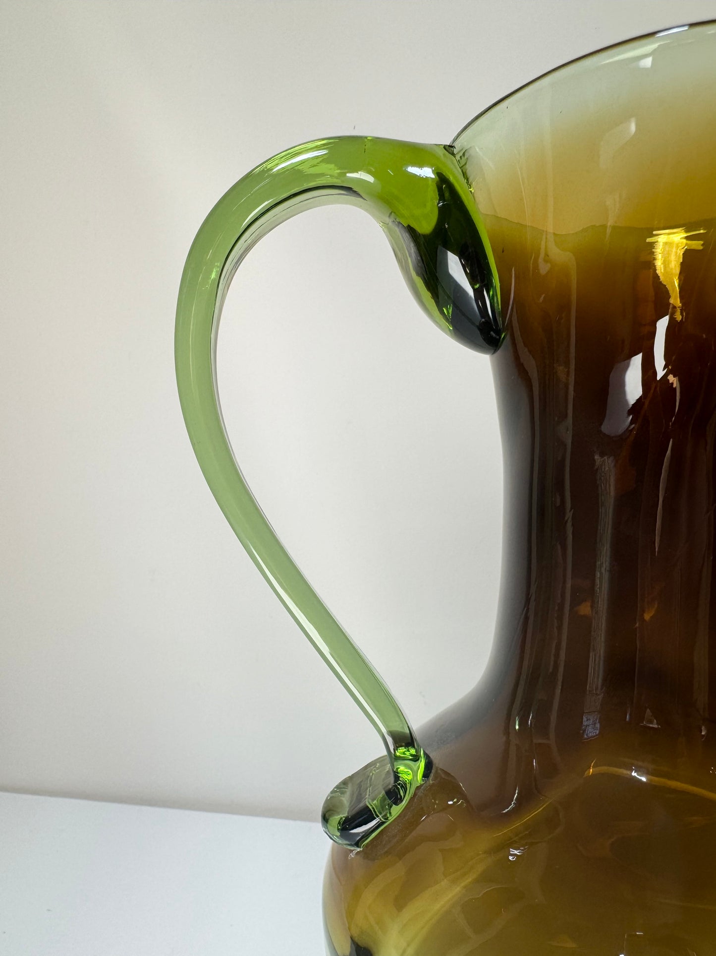 Vintage Bischoff Art Glass Kingstown 10" Pitcher in Burnt Amber